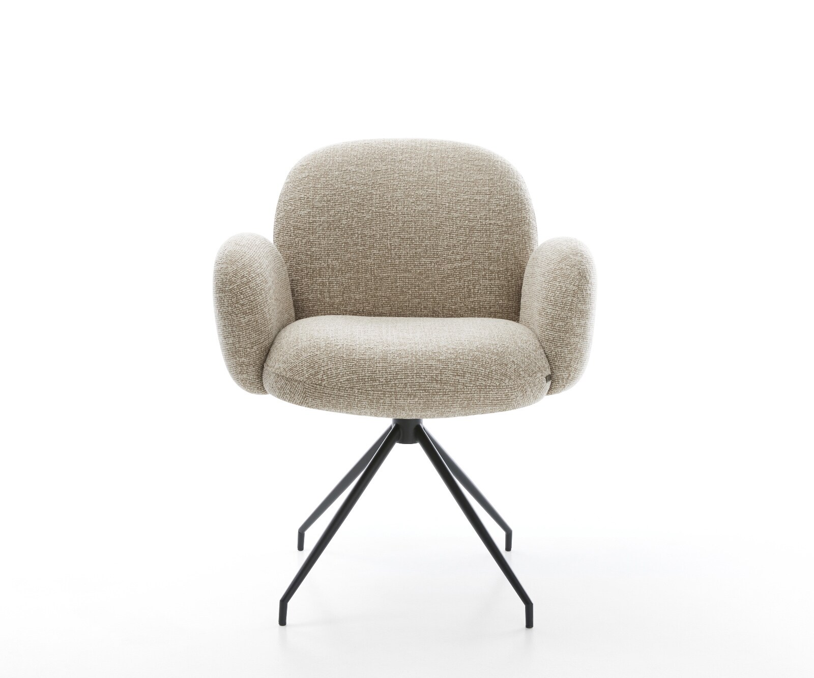 Esszimmerstuhl Nube-Flex mit Armlehnen Webstoff Soft Beige Kreuzgestell konisch Schwarz Taschenfederkern 2