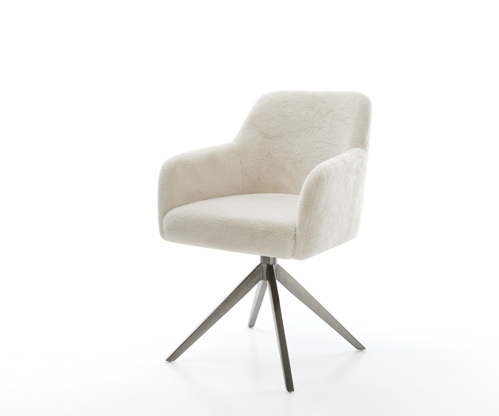 Drehstuhl Greg-Flex Plüsch Creme-Weiß Kreuzgestell breit Graphit 360° drehbar Wippfunktion Taschenfederkern 1