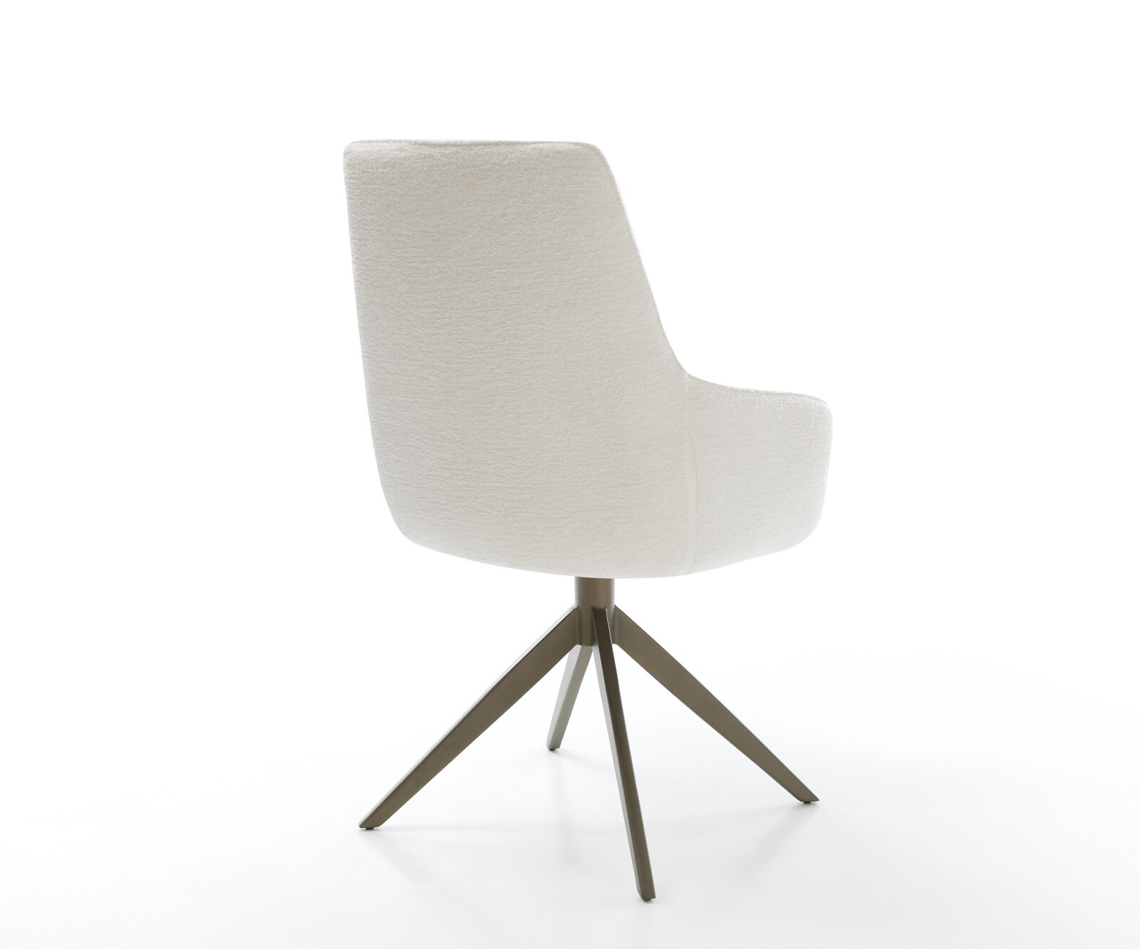 Drehstuhl Zelia-Flex mit Armlehnen Bouclé Soft Beige Kreuzgestell breit Effektfinish Titan 360° drehbar Wippfunktion Taschenfederkern 4