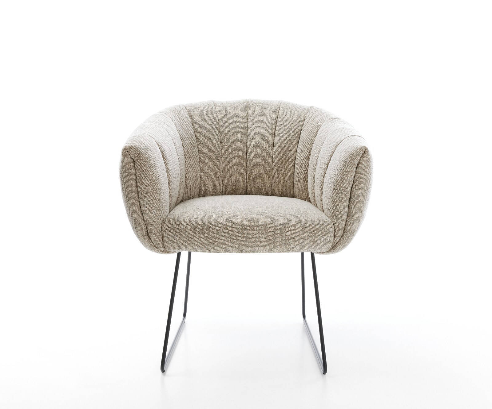 Esszimmerstuhl Jada-Flex Webstoff Soft Beige Kufengestell Schwarz Taschenfederkern 1