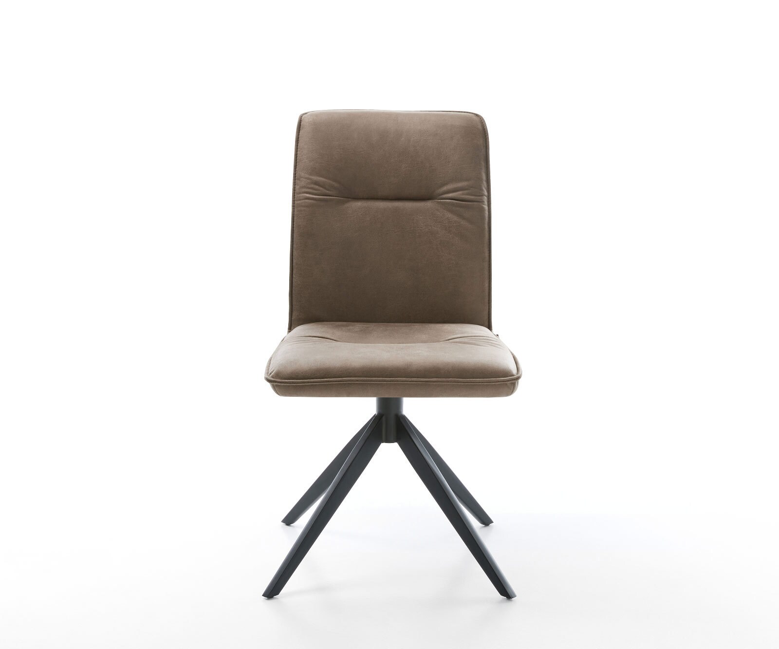 Drehstuhl Vinjo-Flex Mikrofaser Taupe Vintage Kreuzgestell breit Schwarz 360° drehbar Wippfunktion 1