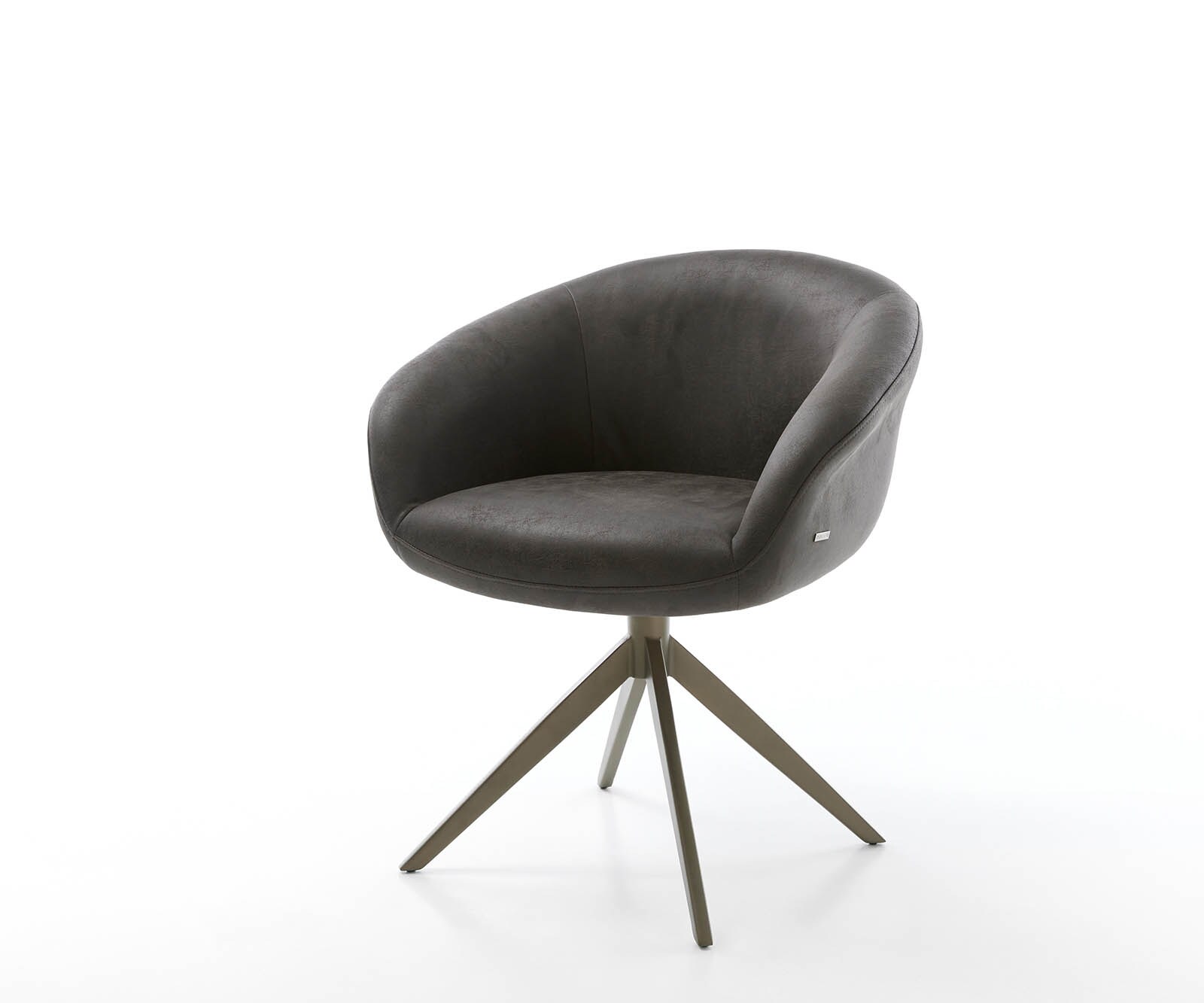 Drehstuhl Vinka-Flex mit Armlehnen Anthrazit Vintage Kreuzgestell breit Effektfinish Titan 360° drehbar Taschenfederkern