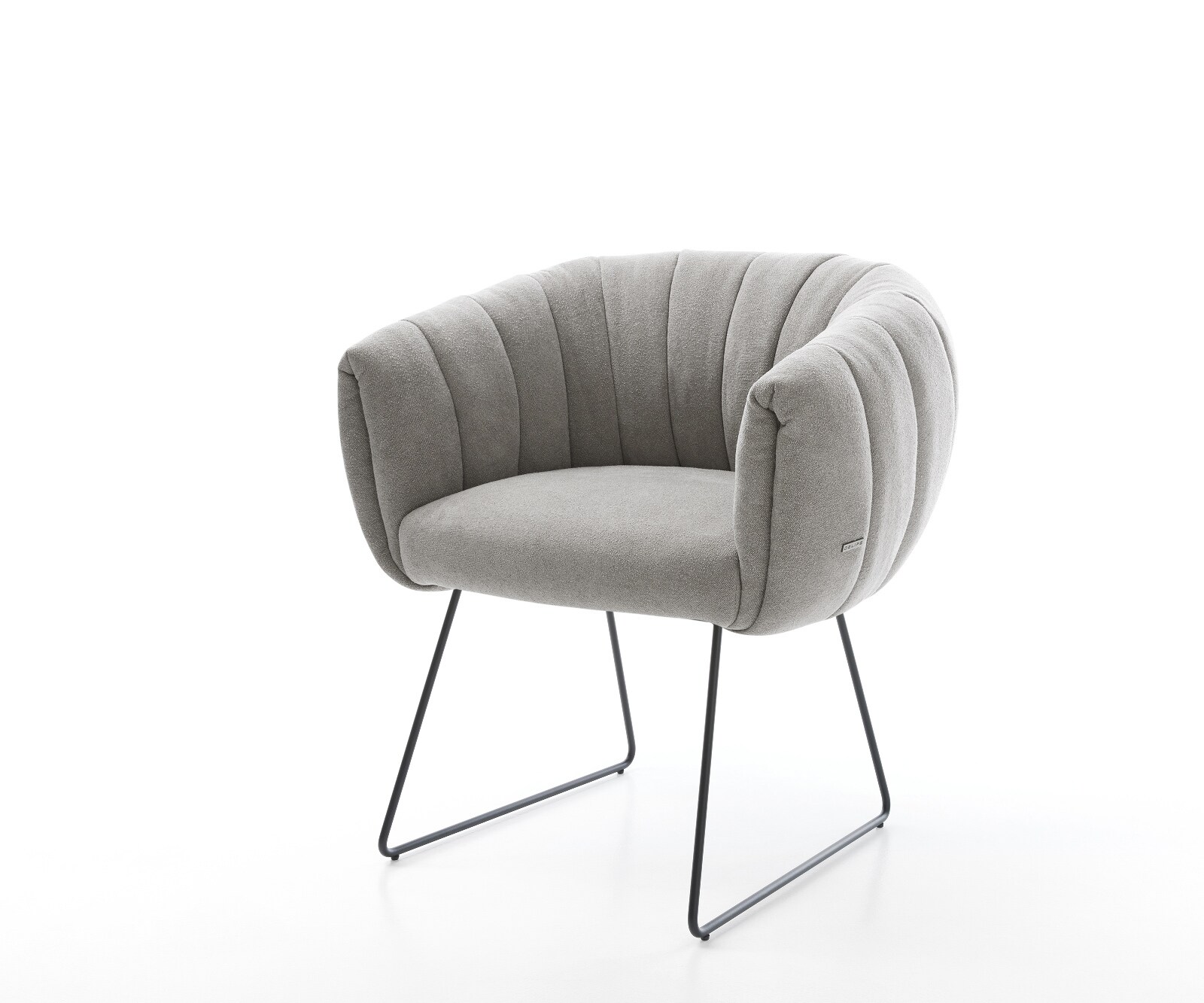 Esszimmerstuhl Jada-Flex Strukturstoff Soft Grau Kufengestell Schwarz Taschenfederkern