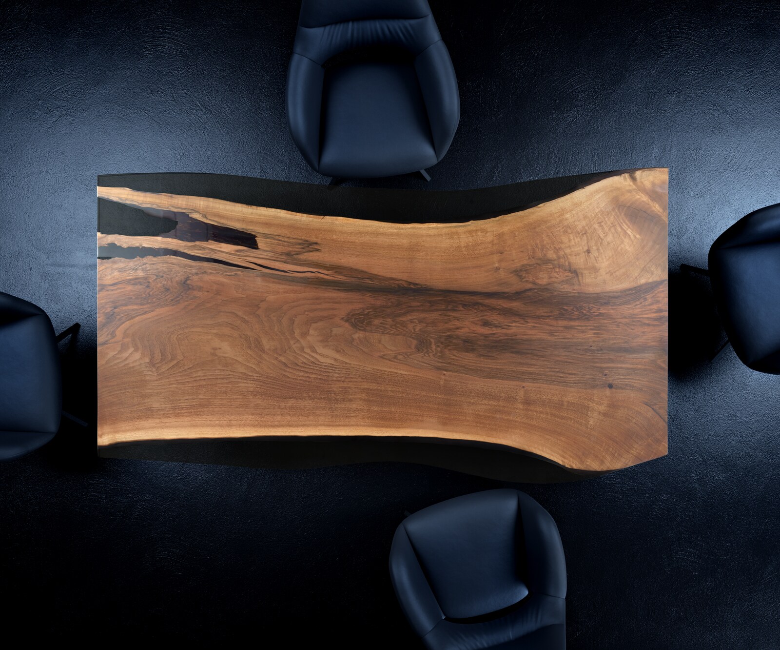 Tischplatte Nussbaum Natur 180 cm Epoxid Unikat Nr. 33706 1