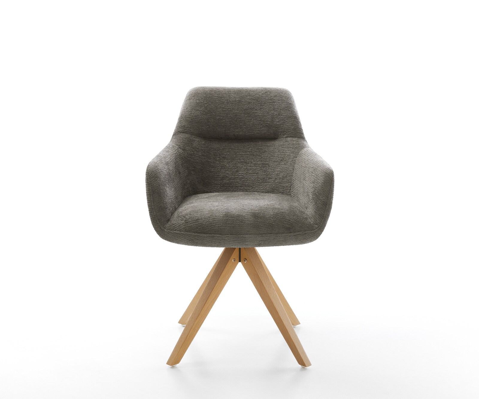 Drehstuhl Pejo-Flex Bouclé Soft Schlamm Holzgestell kantig Natur 360° drehbar Taschenfederkern 1
