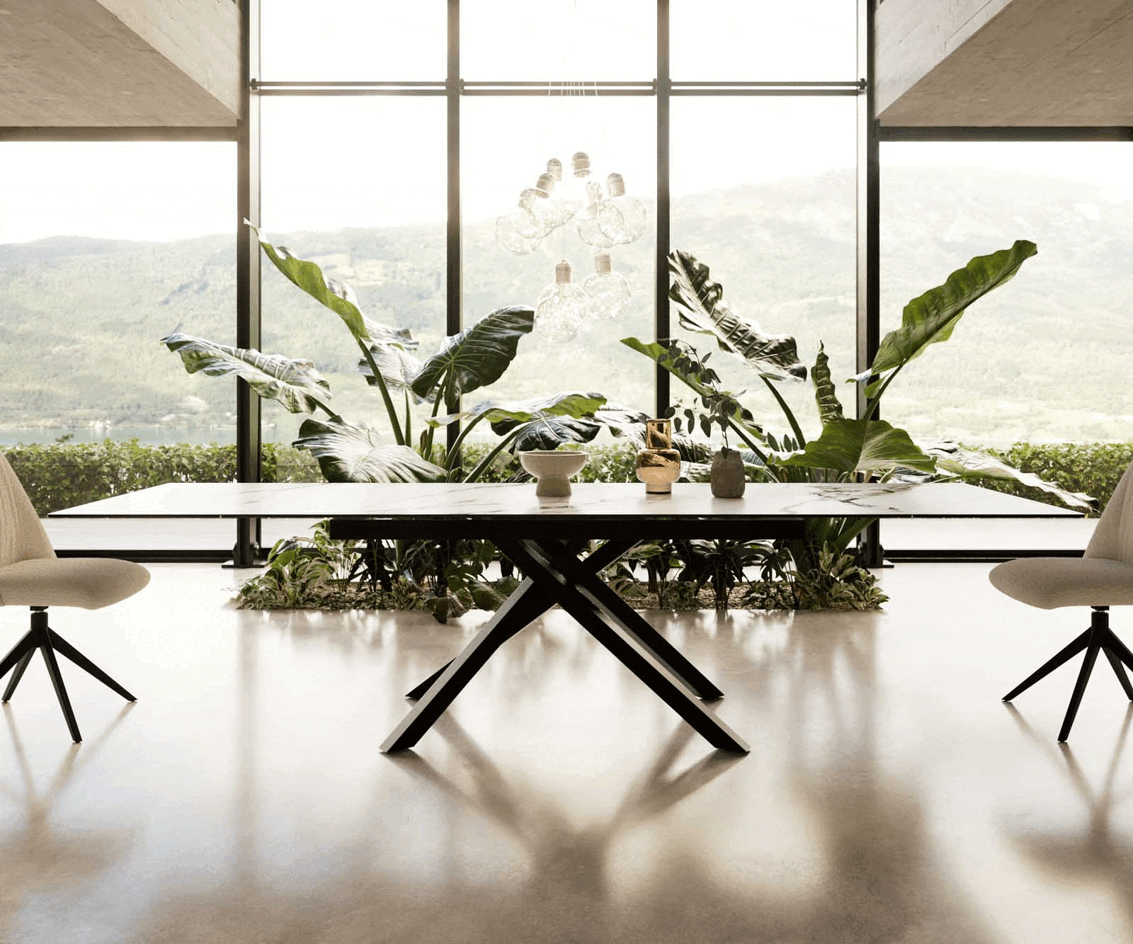 Esstisch Edge 200-300x100 Keramik Calacatta Luxe Weiß-Gold-Grau Kreuzgestell Rechteck Schwarz ausziehbar 1 Esstisch Edge 200-300x100 Keramik Calacatta Luxe Weiß-Gold-Grau Kreuzgestell Rechteck Schwarz ausziehbar 1