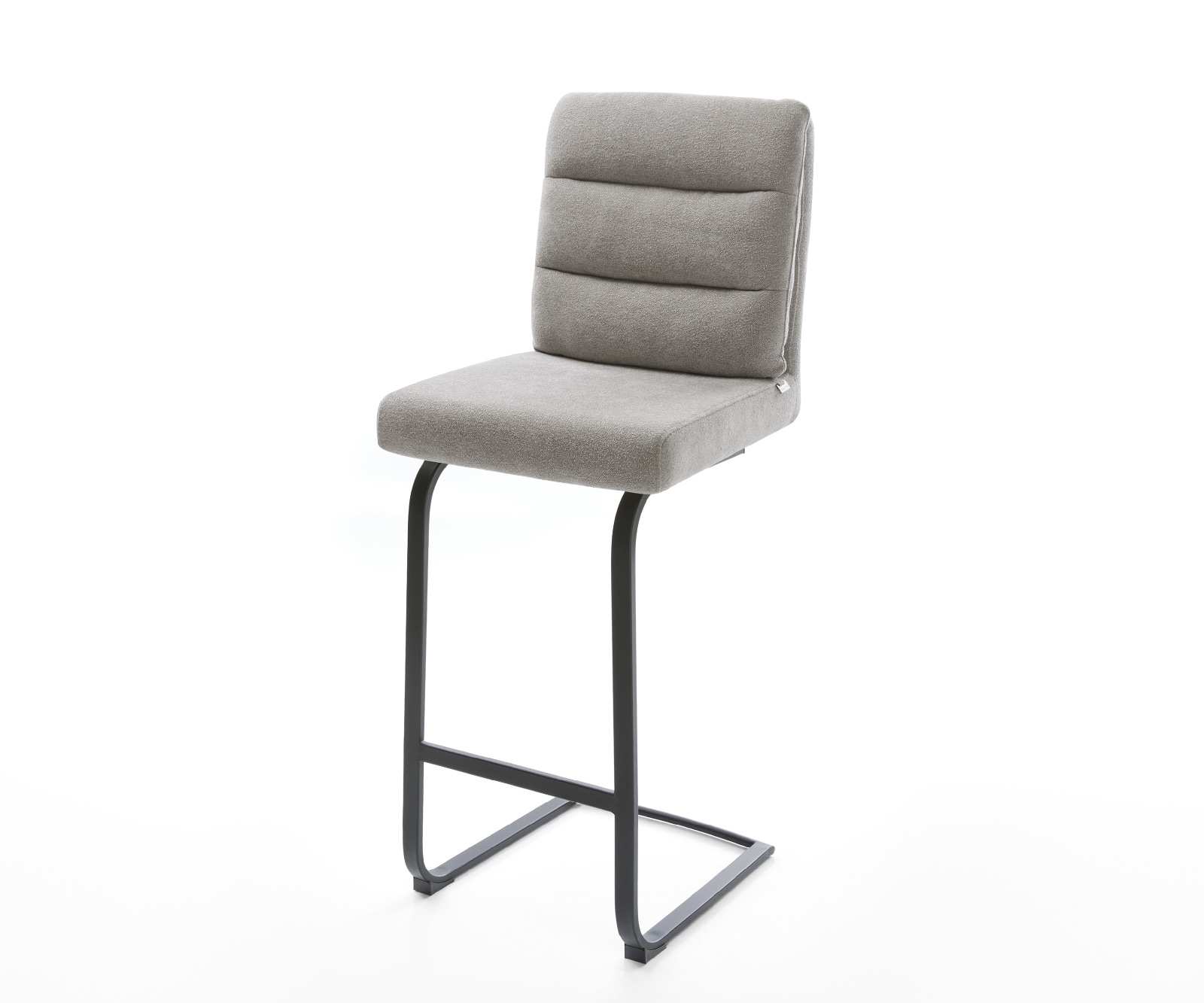 Barstuhl Pela-Flex Strukturstoff Soft Grau Freischwinger Flach Metall Schwarz