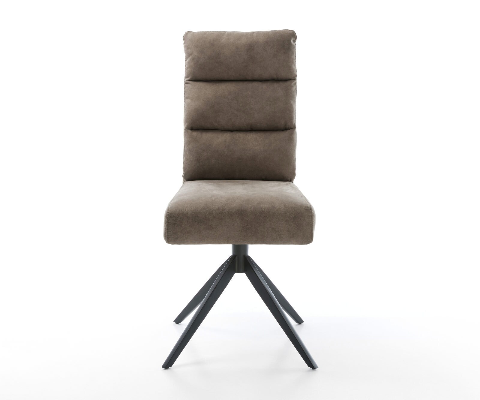 Drehstuhl Pela-Flex Mikrofaser Taupe Vintage Kreuzgestell breit Schwarz 360° drehbar Wippfunktion Taschenfederkern 1