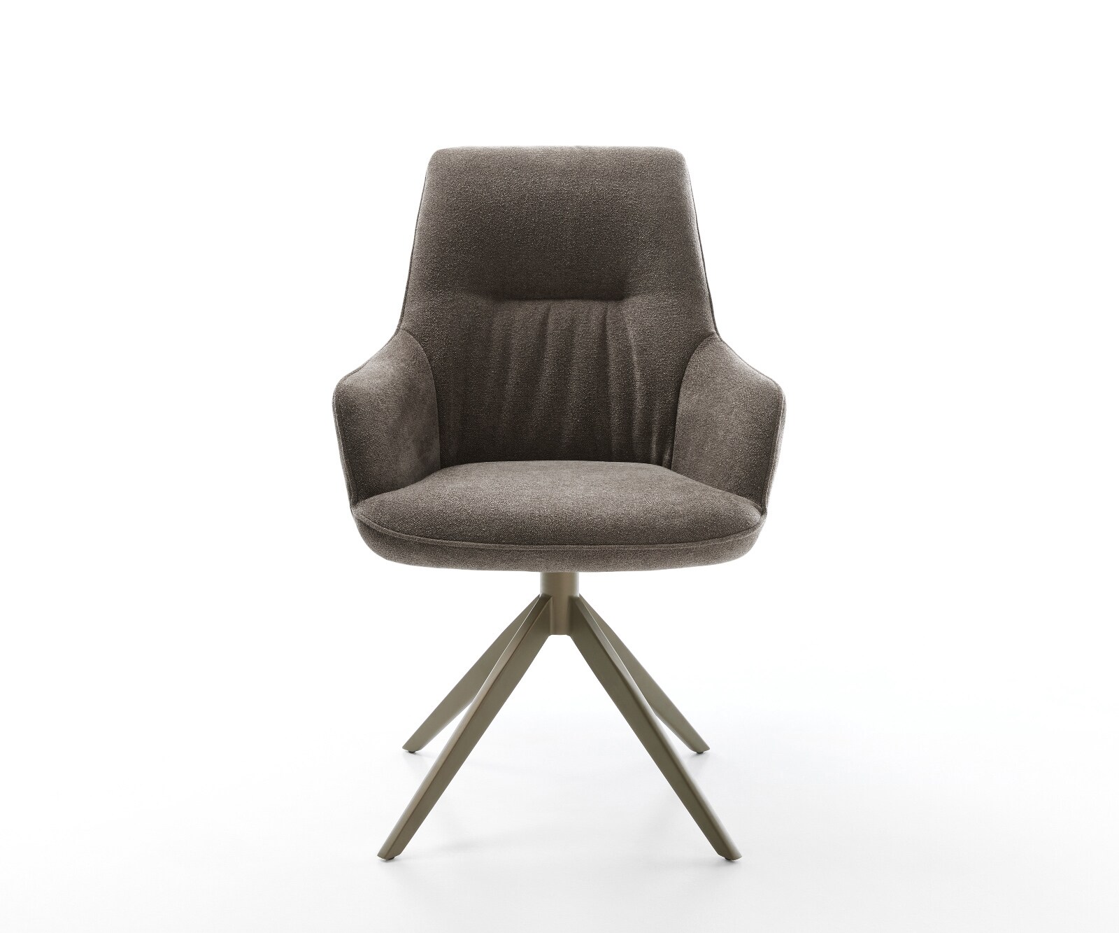 Drehstuhl Zelia-Flex mit Armlehnen Strukturstoff Soft Taupe Kreuzgestell breit Effektfinish Titan 360° drehbar Wippfunktion Taschenfederkern 1