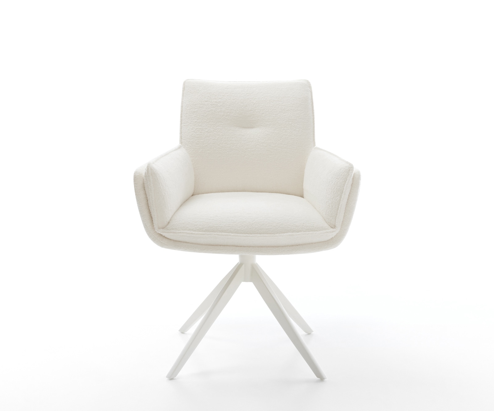 Drehstuhl Nela-Flex Bouclé Soft Beige Kreuzgestell breit Weiß 360° drehbar Wippfunktion 2