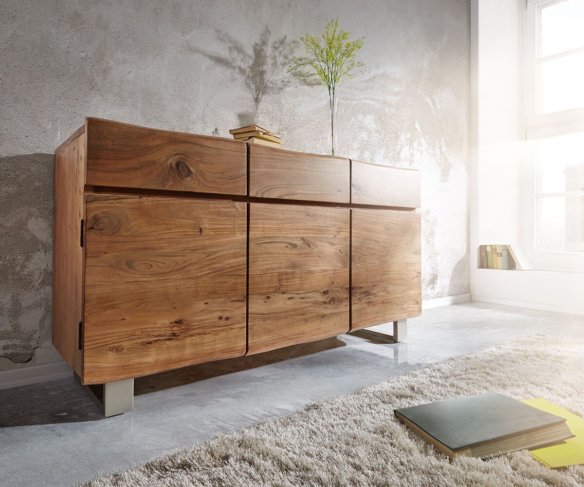 Kommode Live-Edge Akazie mit Türen und Schubkästen Baumkante 2