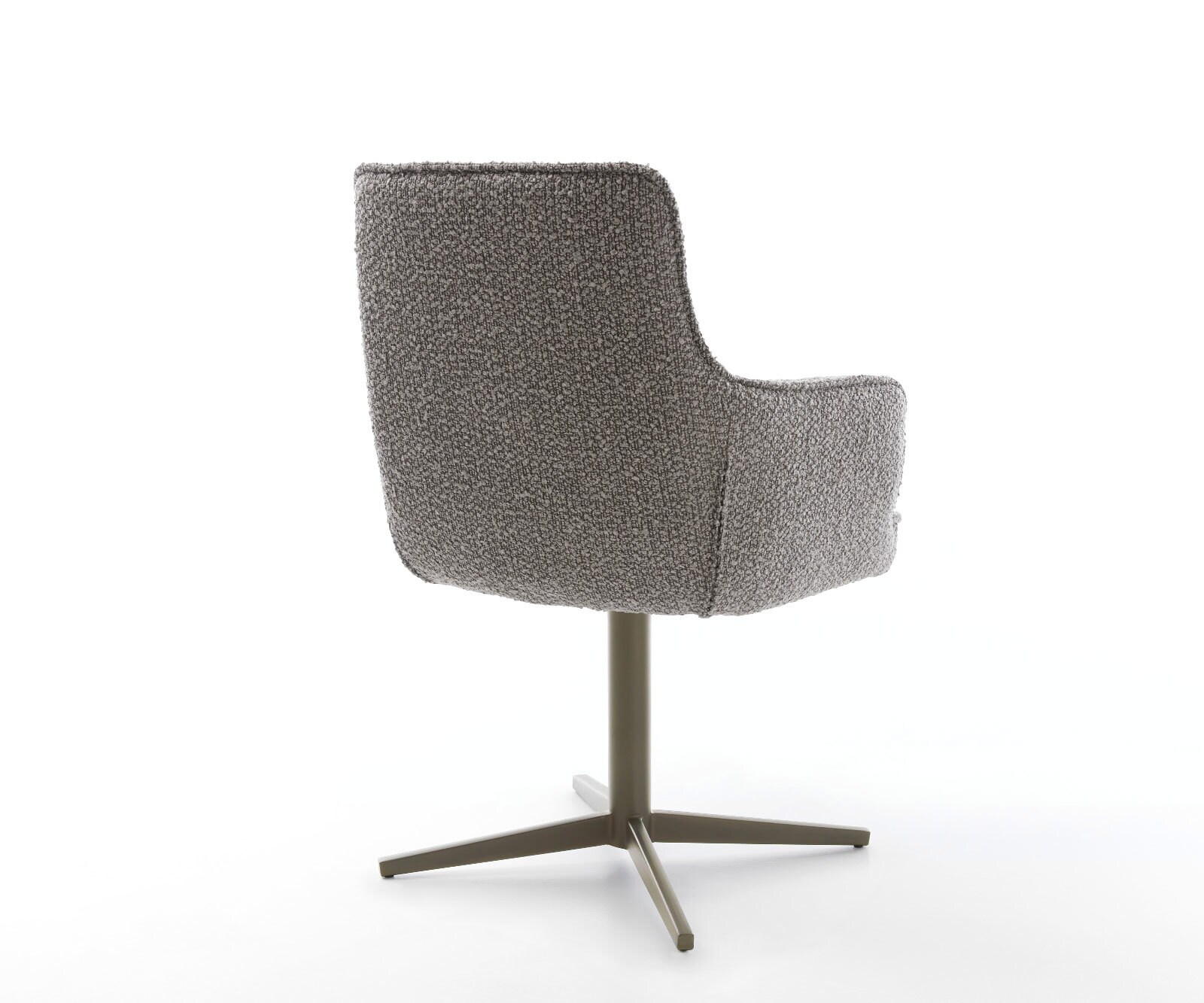 Drehstuhl Heira-Flex mit Armlehnen Bouclé Silbergrau Fußkreuz Effektfinish Titan 360° drehbar Taschenfederkern 4