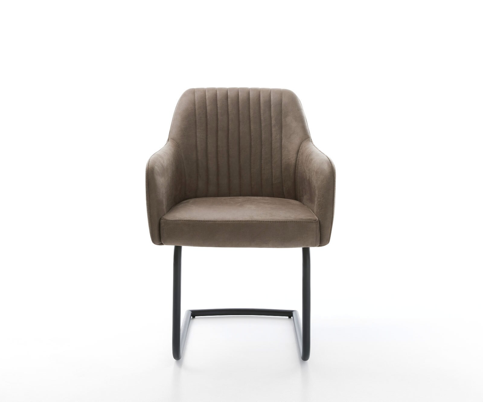 Freischwinger Greg-Flex Mikrofaser Taupe Vintage Freischwinger rund Schwarz Taschenfederkern 1