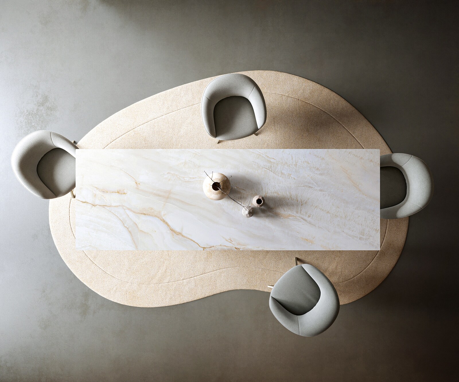 Esstisch Edge 300x100 cm Keramik Onyx Pearl Prisma Metallic Gold 6