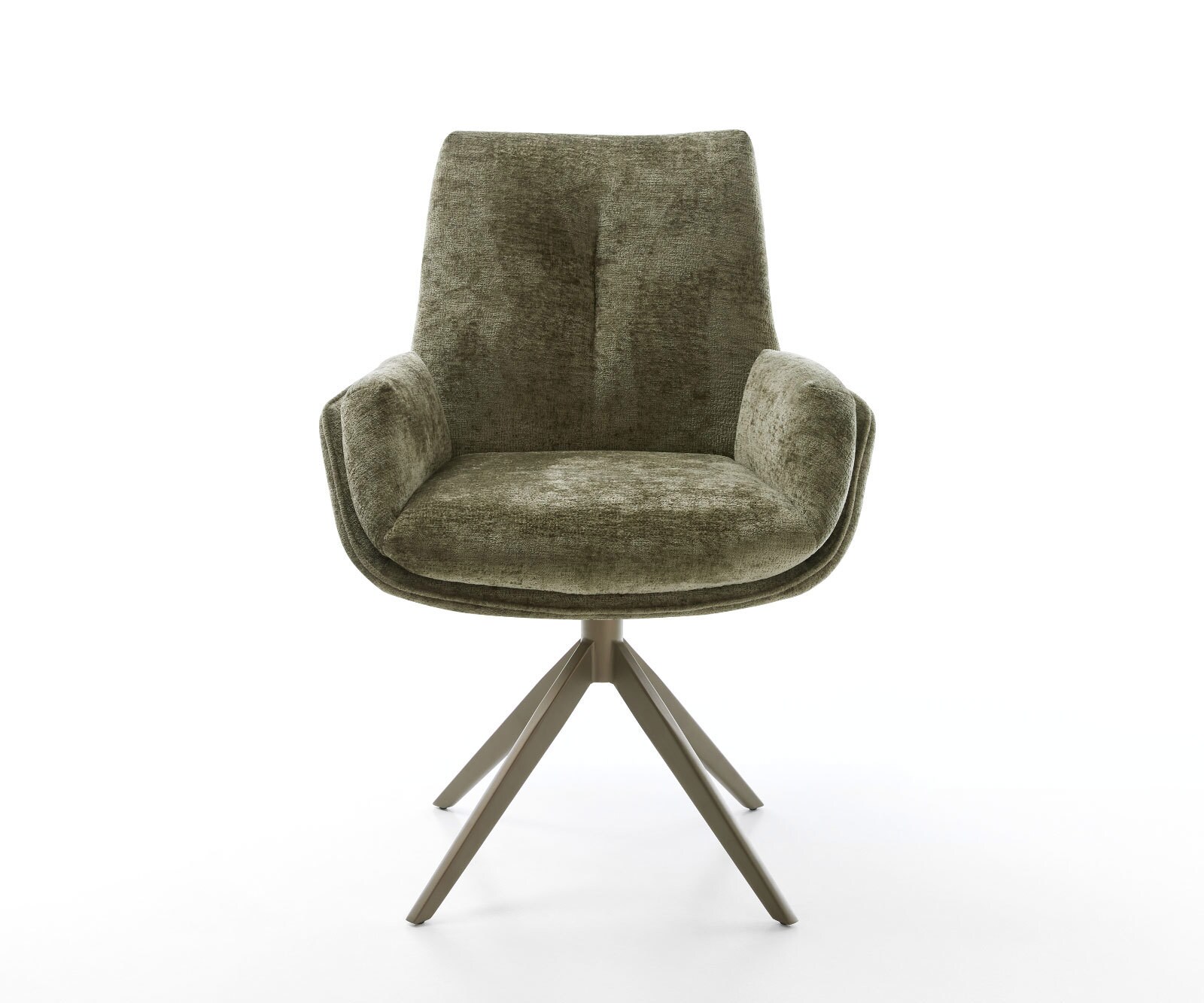 Drehstuhl Clea-Flex Chenille Olive Kreuzgestell breit Effektfinish Titan 360° drehbar 1