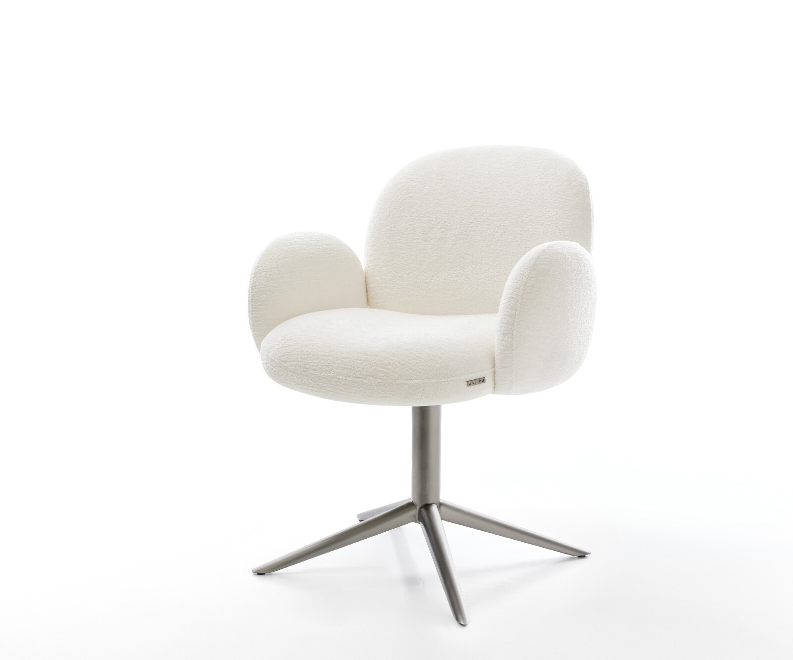 Drehstuhl Nube-Flex mit Armlehnen Bouclé Soft Beige Fußkreuz Graphit 360° drehbar Wippfunktion Taschenfederkern