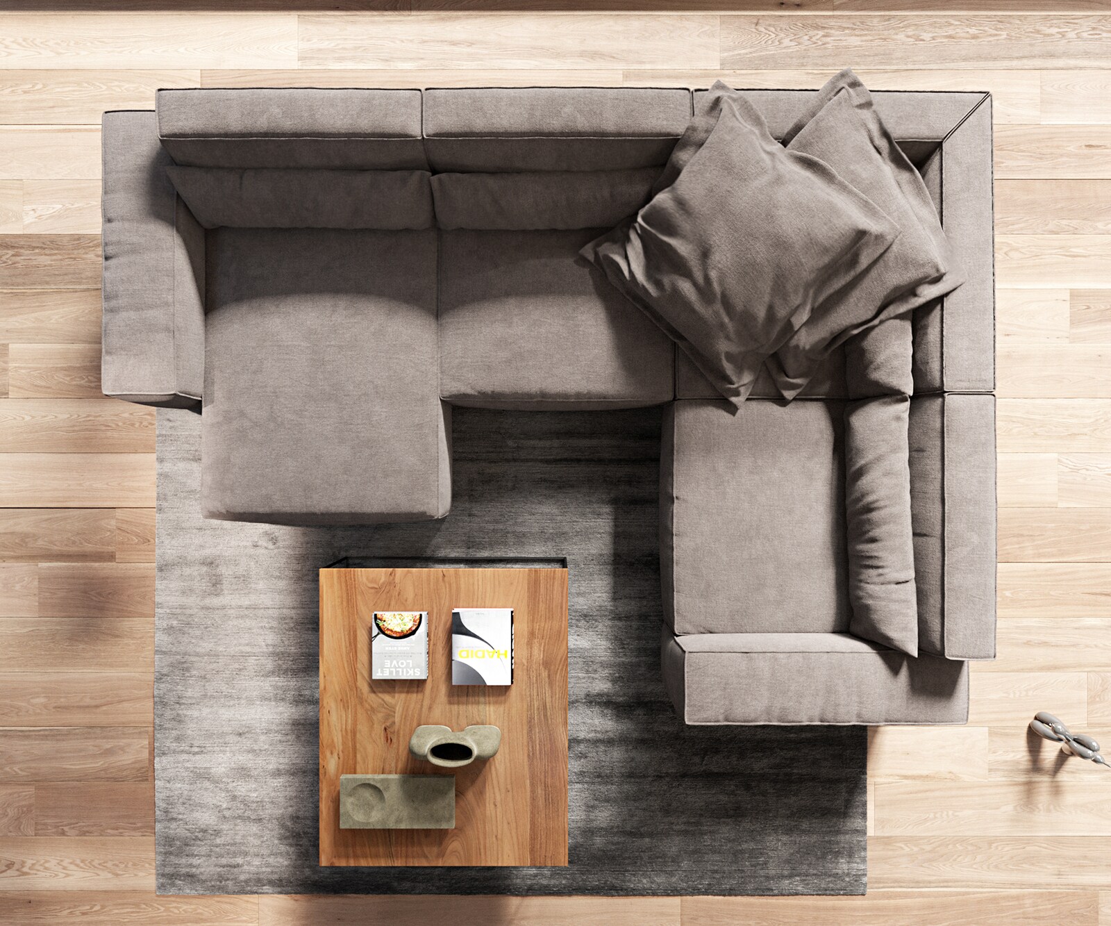 Wohnlandschaft Sirpio 300x210 cm Mikrofaser Khakibraun Recamiere variabel 6