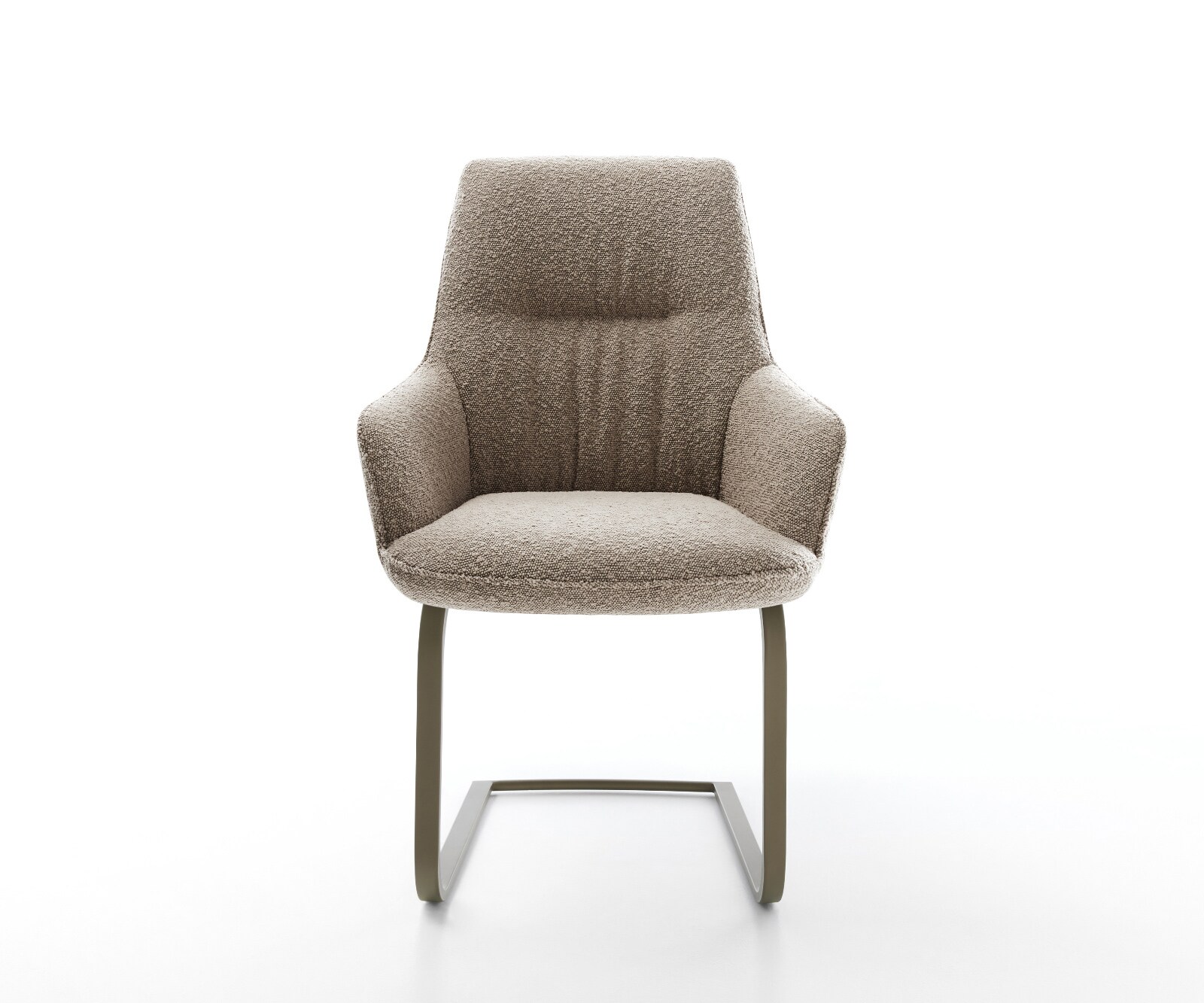 Freischwinger Zelia-Flex mit Armlehnen Bouclé Schlamm Freischwinger flach Effektfinish Titan Taschenfederkern 2