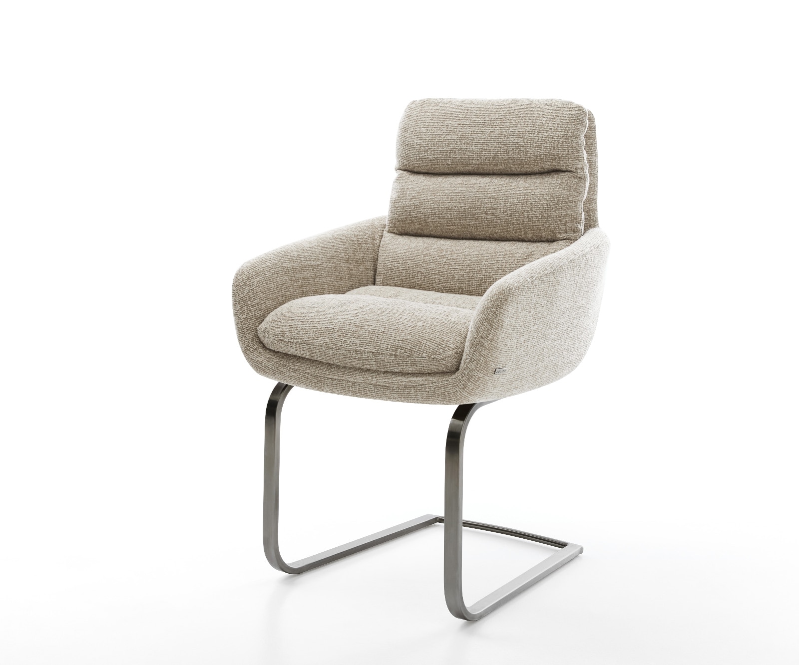 Freischwinger Abelia-Flex mit Armlehnen Webstoff Soft Beige Freischwinger flach Graphit