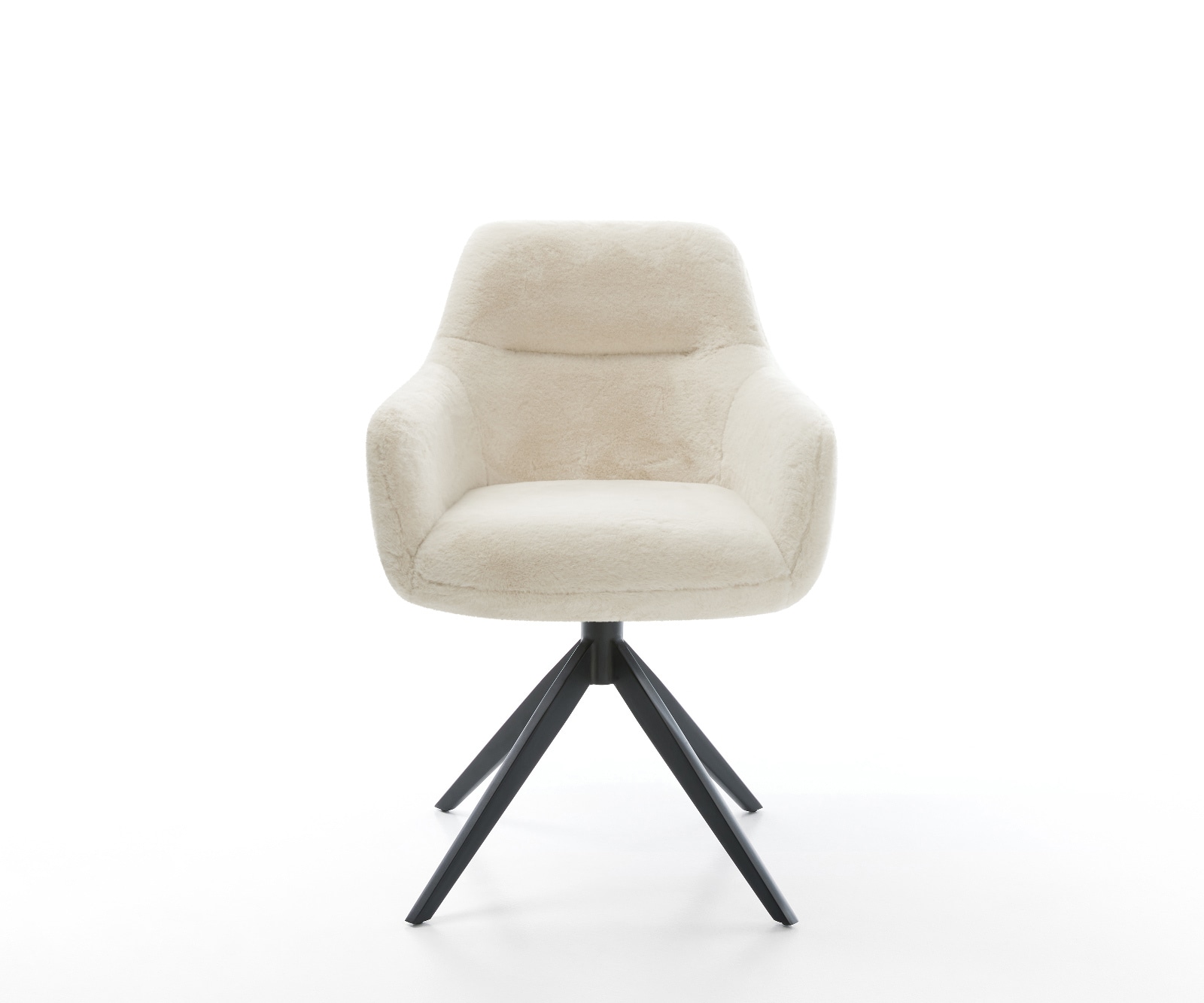 Drehstuhl Pejo-Flex Plüsch Creme-Weiß Kreuzgestell breit Schwarz 360° drehbar Wippfunktion Taschenfederkern 2