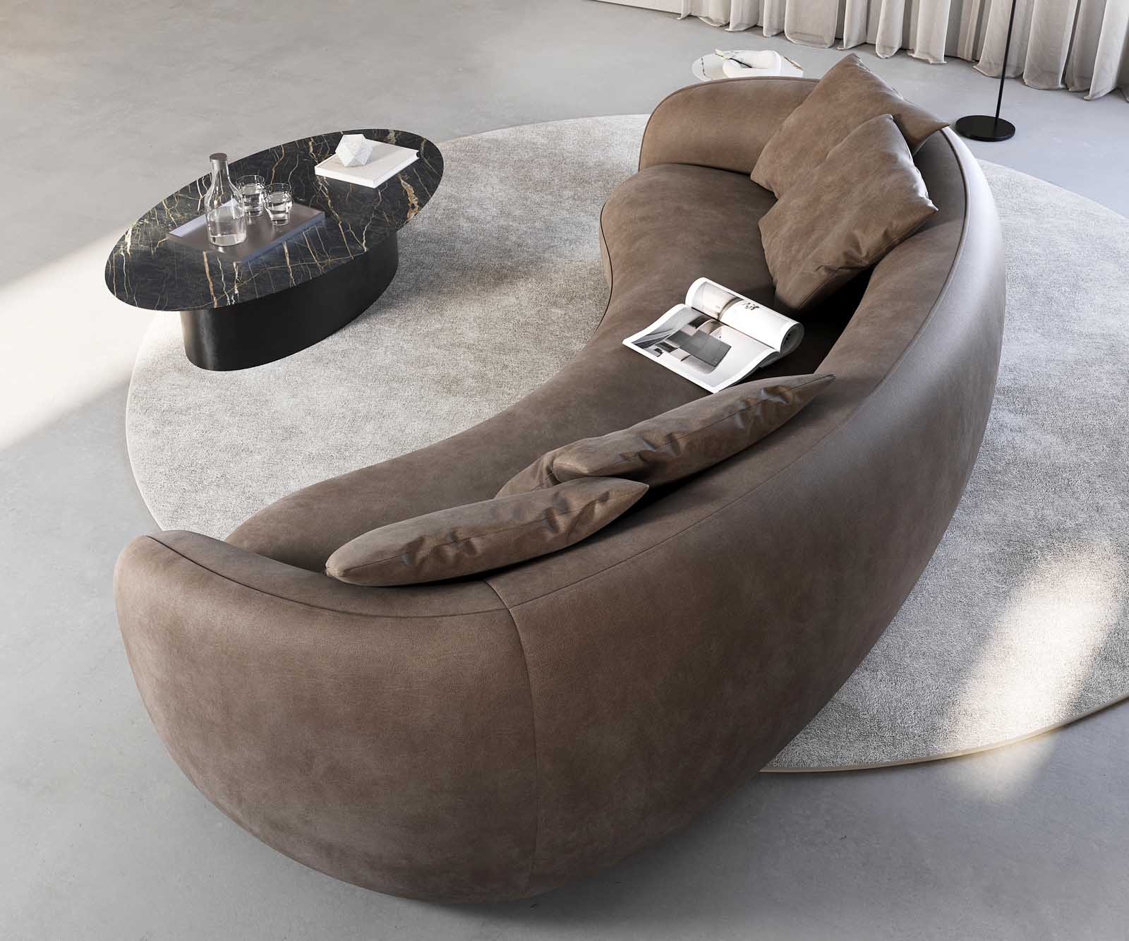 3-Sitzer Larna 260x120 cm Mikrofaser Taupe Vintage 4