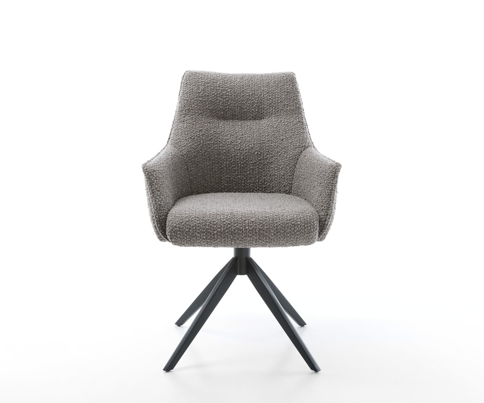 Drehstuhl Alja-Flex mit Armlehnen Bouclé Silbergrau Kreuzgestell breit Schwarz 360° drehbar Taschenfederkern 1 Drehstuhl Alja-Flex mit Armlehnen Bouclé Silbergrau Kreuzgestell breit Schwarz 360° drehbar Taschenfederkern 1