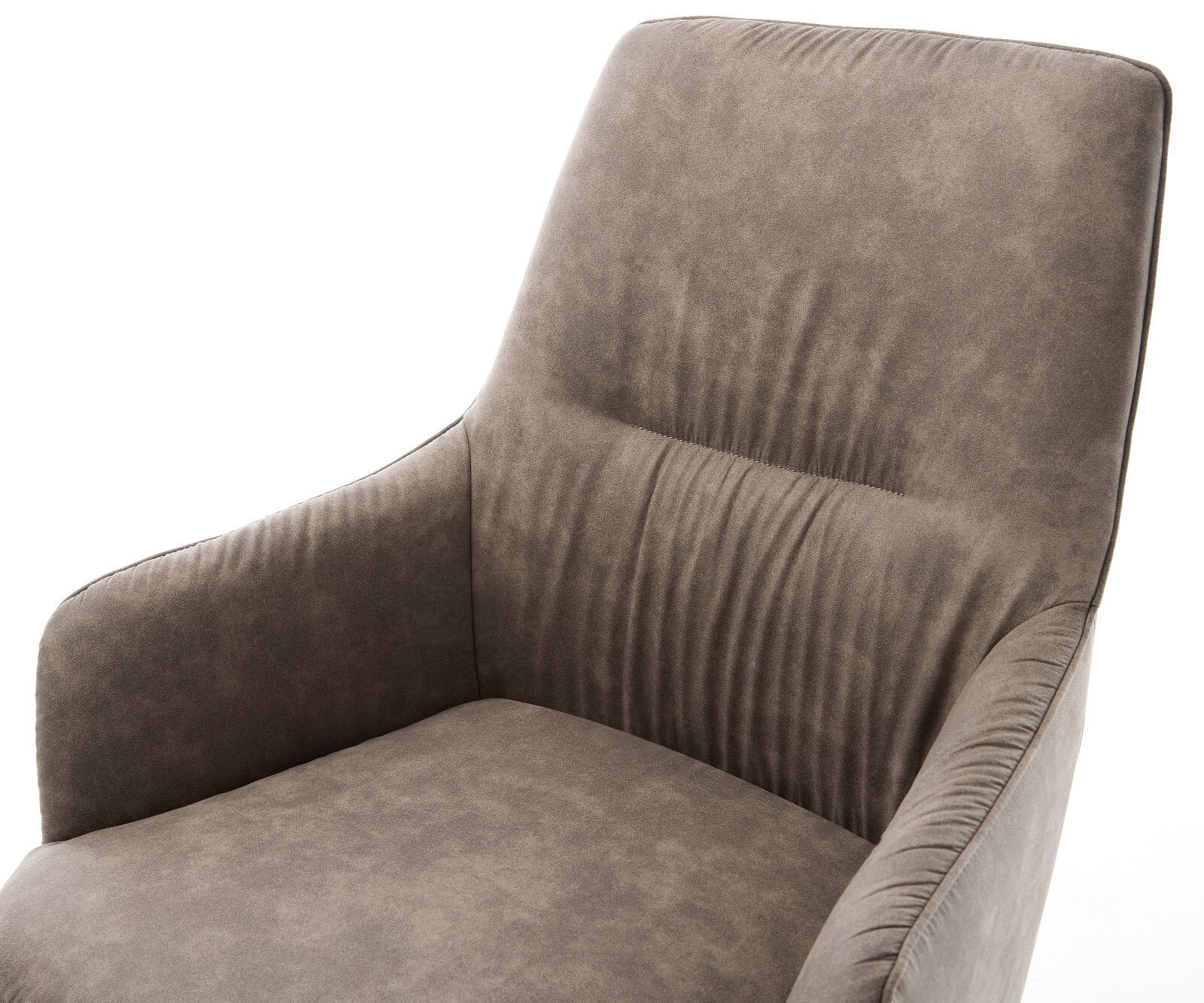 Drehstuhl Zelia-Flex mit Armlehnen Mikrofaser Taupe Vintage Kreuzgestell breit Graphit 360° drehbar Wippfunktion Taschenfederkern 3
