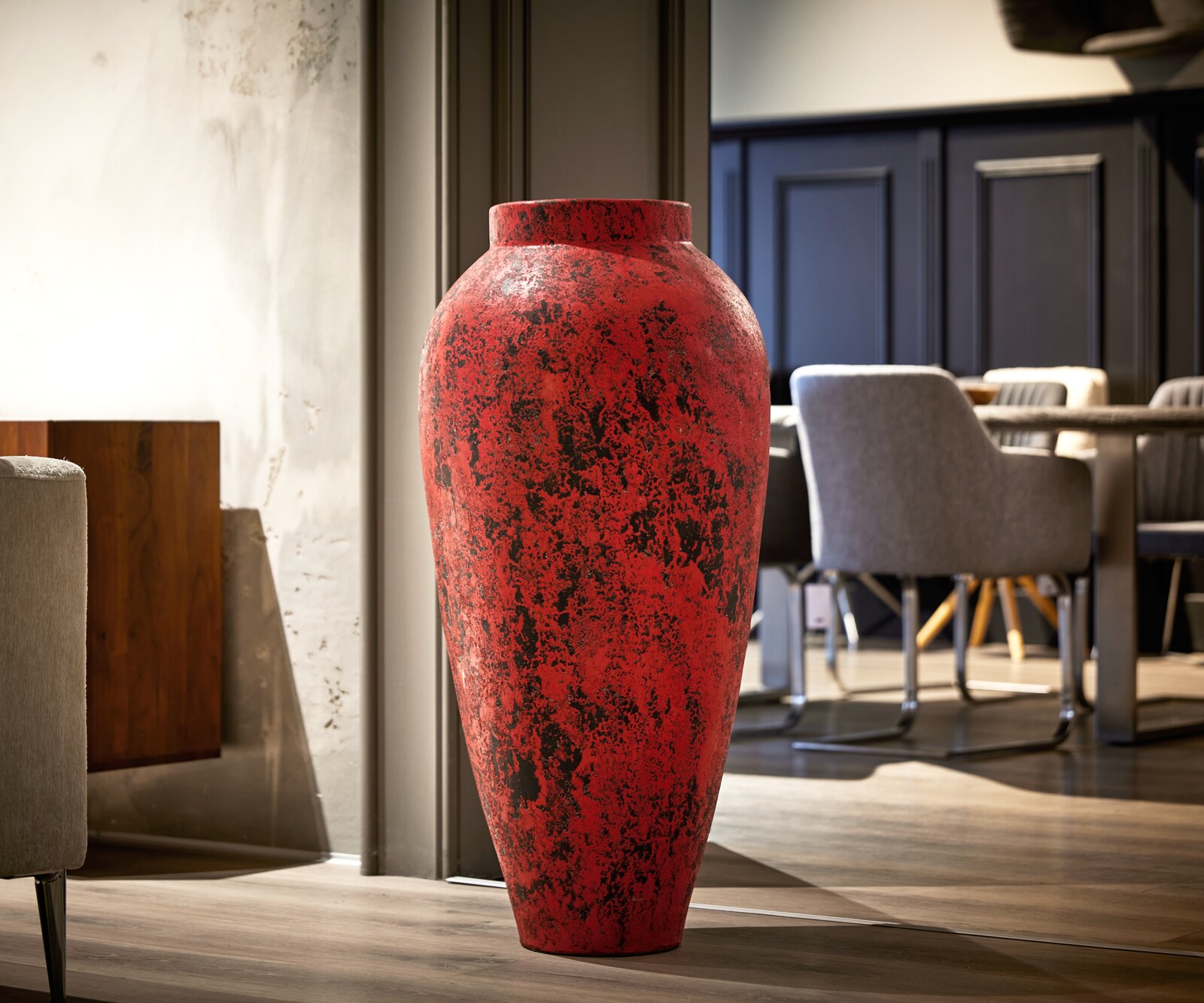 Vase Santorini 45x45x100 cm Stein Rot