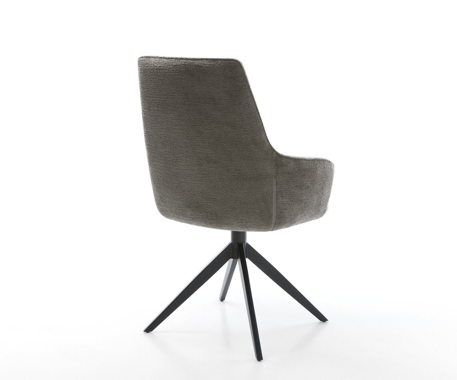 Drehstuhl Zelia-Flex mit Armlehnen Bouclé Soft Schlamm Kreuzgestell breit Schwarz 360° drehbar Wippfunktion Taschenfederkern 4