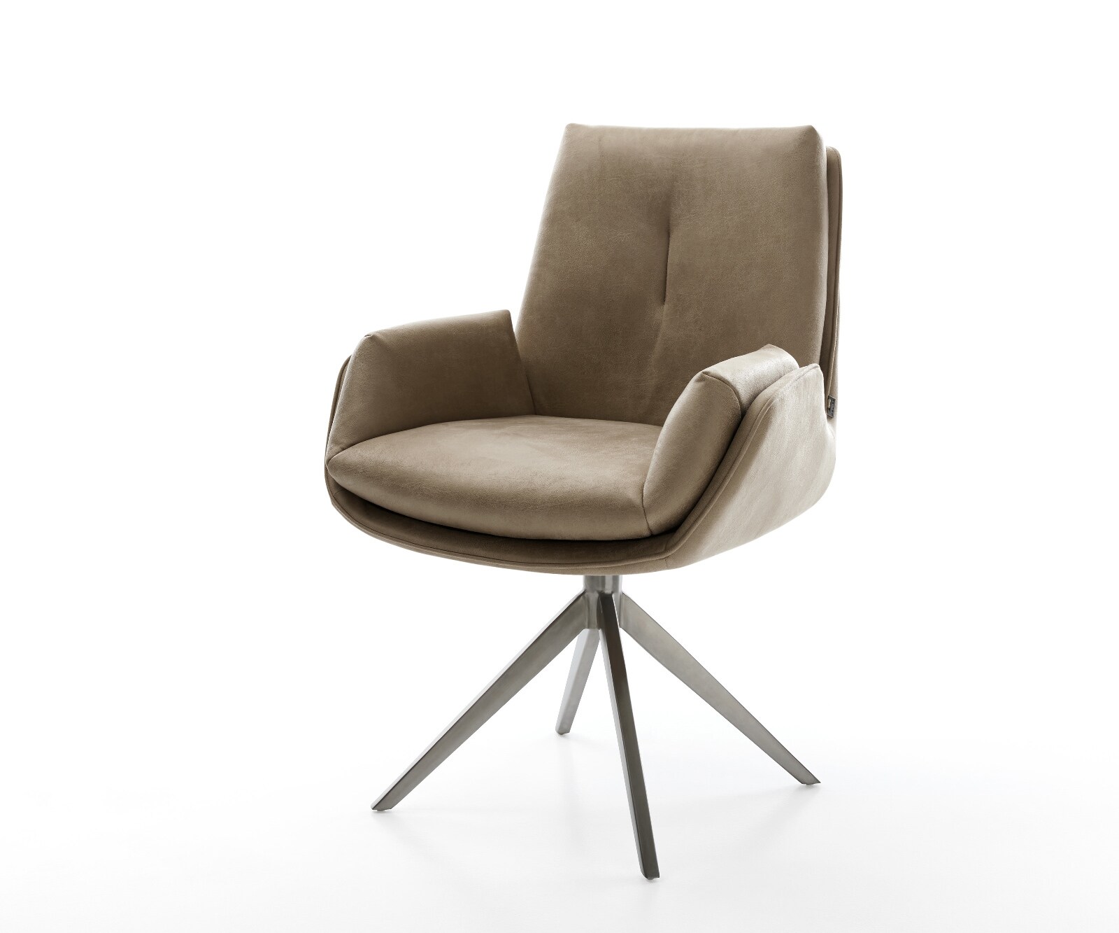 Drehstuhl Clea-Flex Mikrofaser Beige Vintage Kreuzgestell breit Graphit 360° drehbar Wippfunktion 1