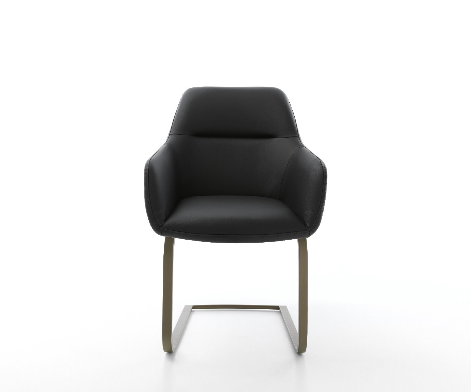 Freischwinger Pejo-Flex Echt-Leder Schwarz Freischwinger flach Effektfinish Titan Taschenfederkern 1