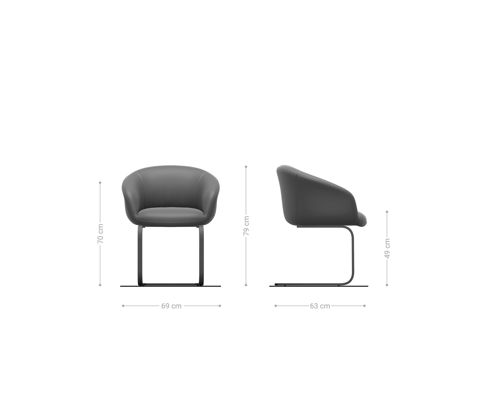 Freischwinger Vinka-Flex mit Armlehnen Strukturstoff Soft Grau Freischwinger flach Effektfinish Titan Taschenfederkern 6