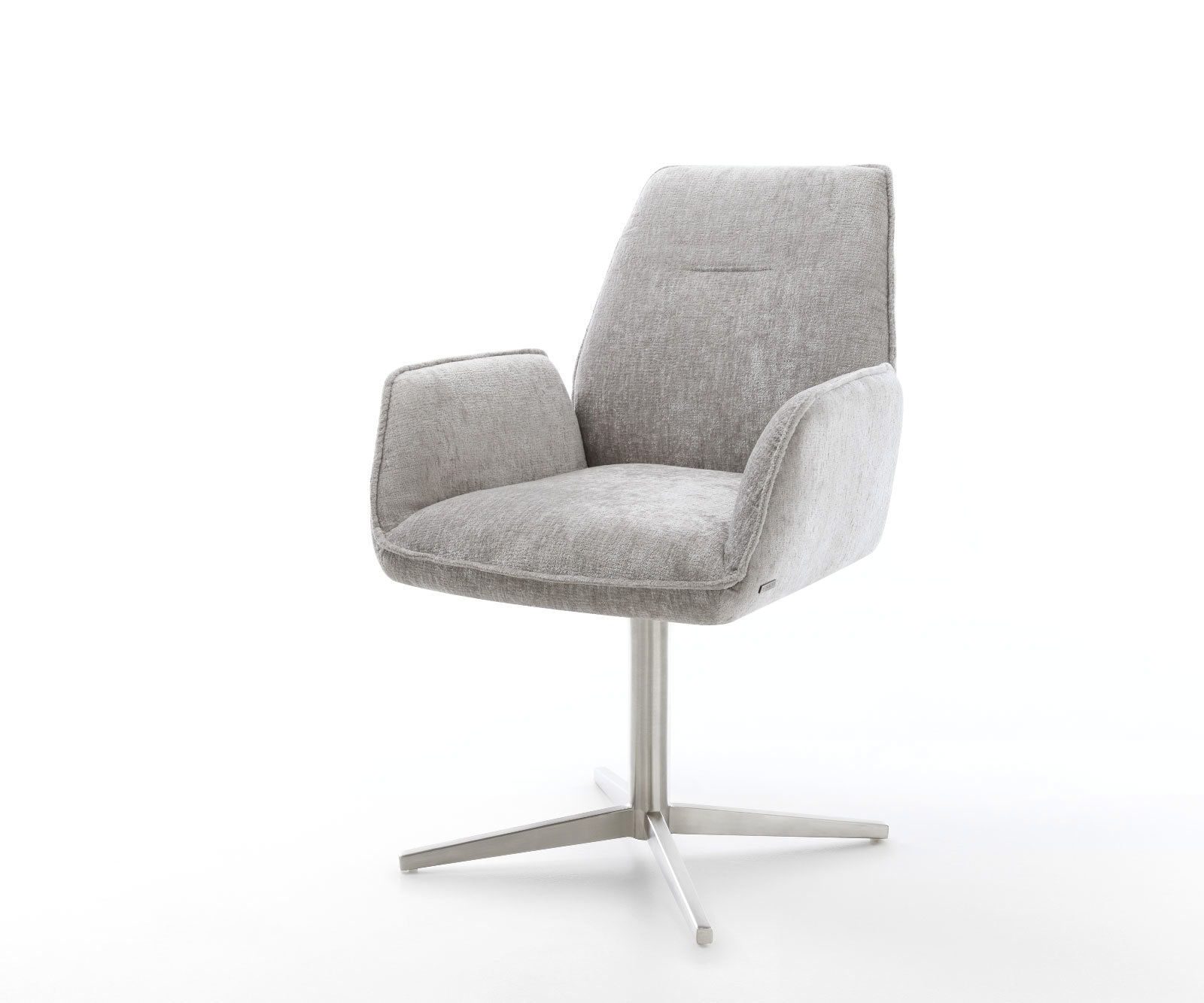 Drehstuhl Zoa-Flex Chenille Silbergrau Fußkreuz Edelstahl 360° drehbar Tasc günstig online kaufen