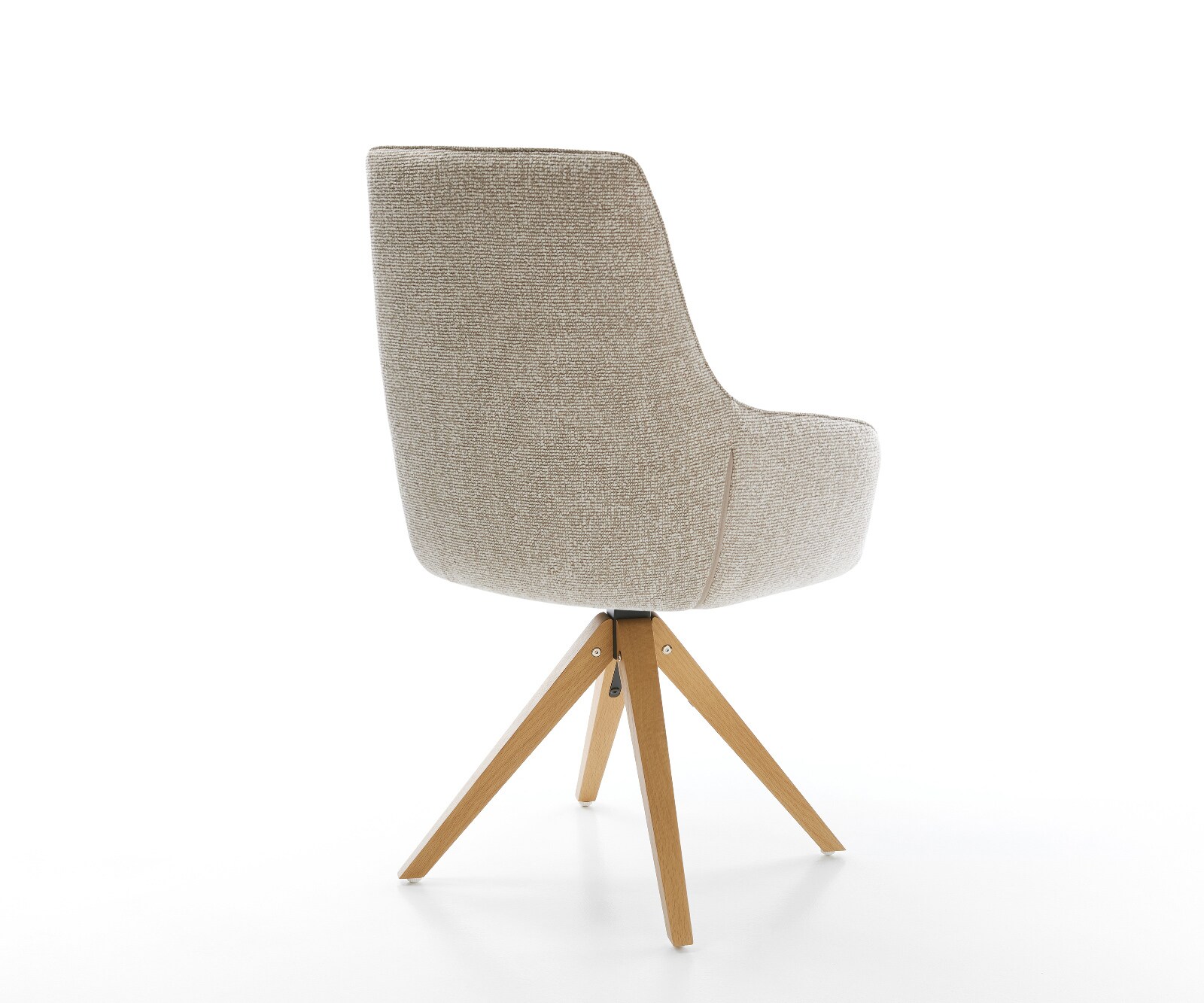 Drehstuhl Zelia-Flex mit Armlehnen Webstoff Soft Beige Holzgestell kantig Natur 360° drehbar Taschenfederkern 5