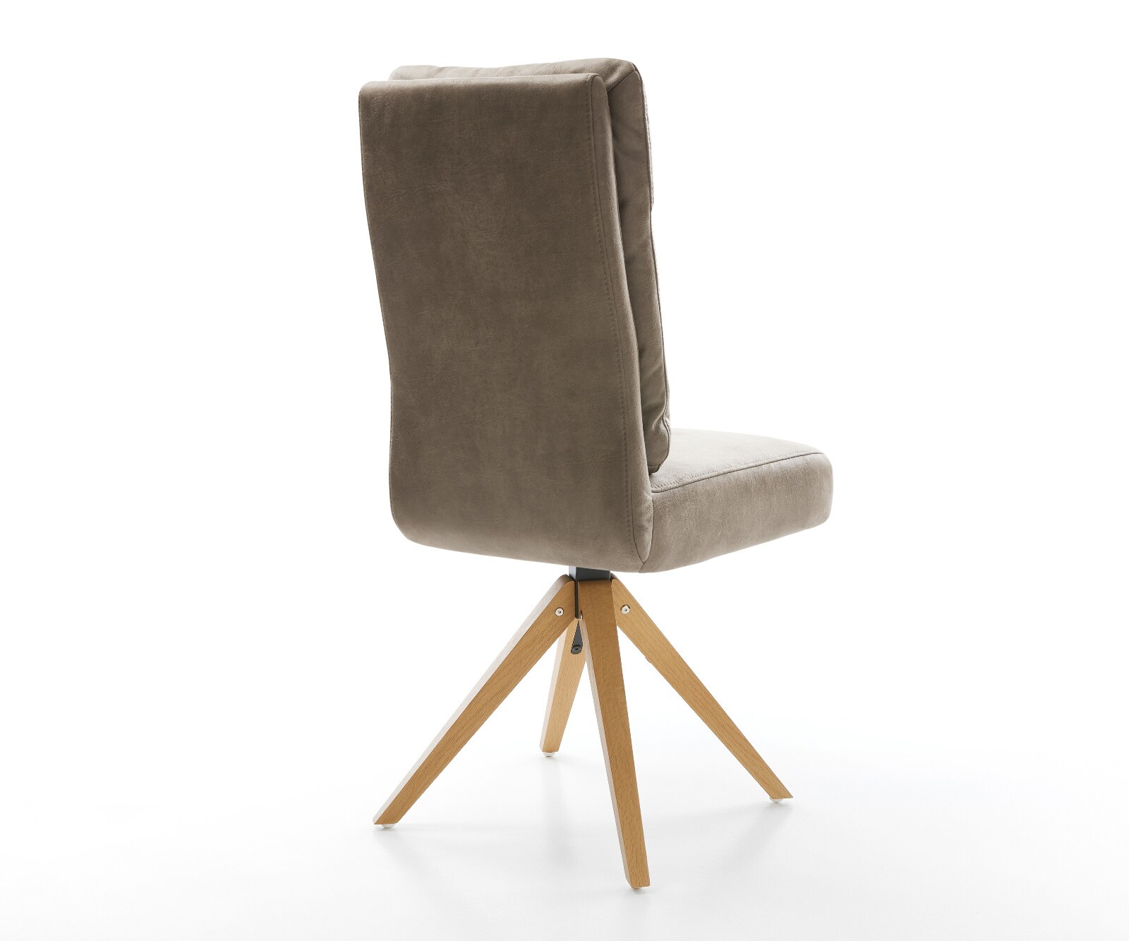 Esszimmerstuhl Pela-Flex Mikrofaser Taupe Vintage Holzgestell kantig Natur 360° drehbar Taschenfederkern 5