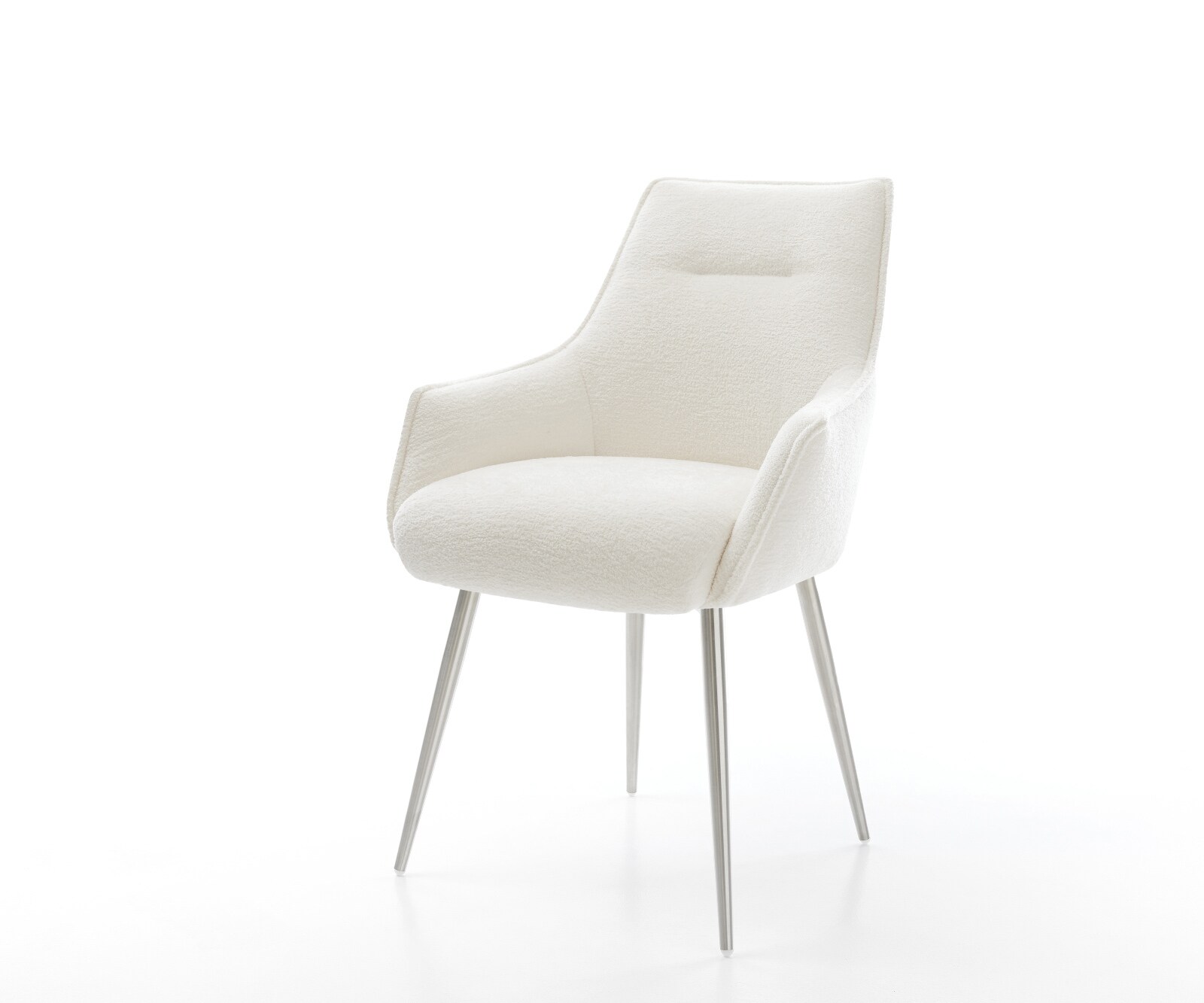 Esszimmerstuhl Alja-Flex mit Armlehnen Bouclé Soft Beige 4-Fuß konisch Edel günstig online kaufen