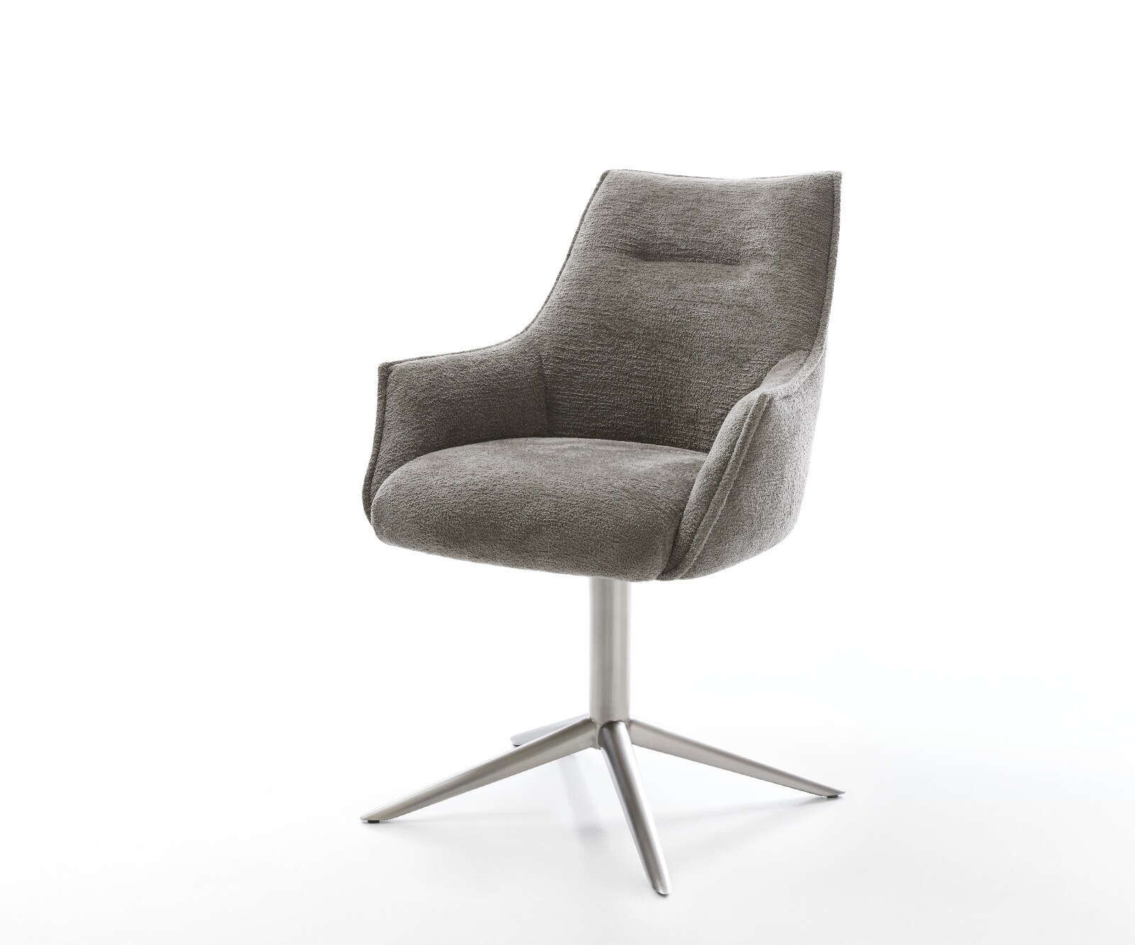 Drehstuhl Alja-Flex mit Armlehnen Bouclé Soft Schlamm Fußkreuz Edelstahl 36 günstig online kaufen