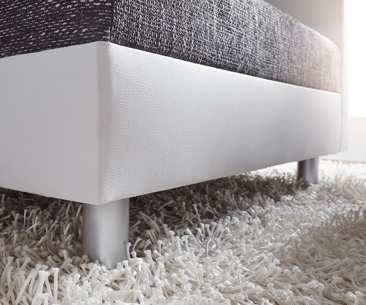 Ecksofa Clovis Weiss Schwarz mit Hocker Ottomane Rechts modular 5 Ecksofa Clovis Weiss Schwarz mit Hocker Ottomane Rechts modular 5