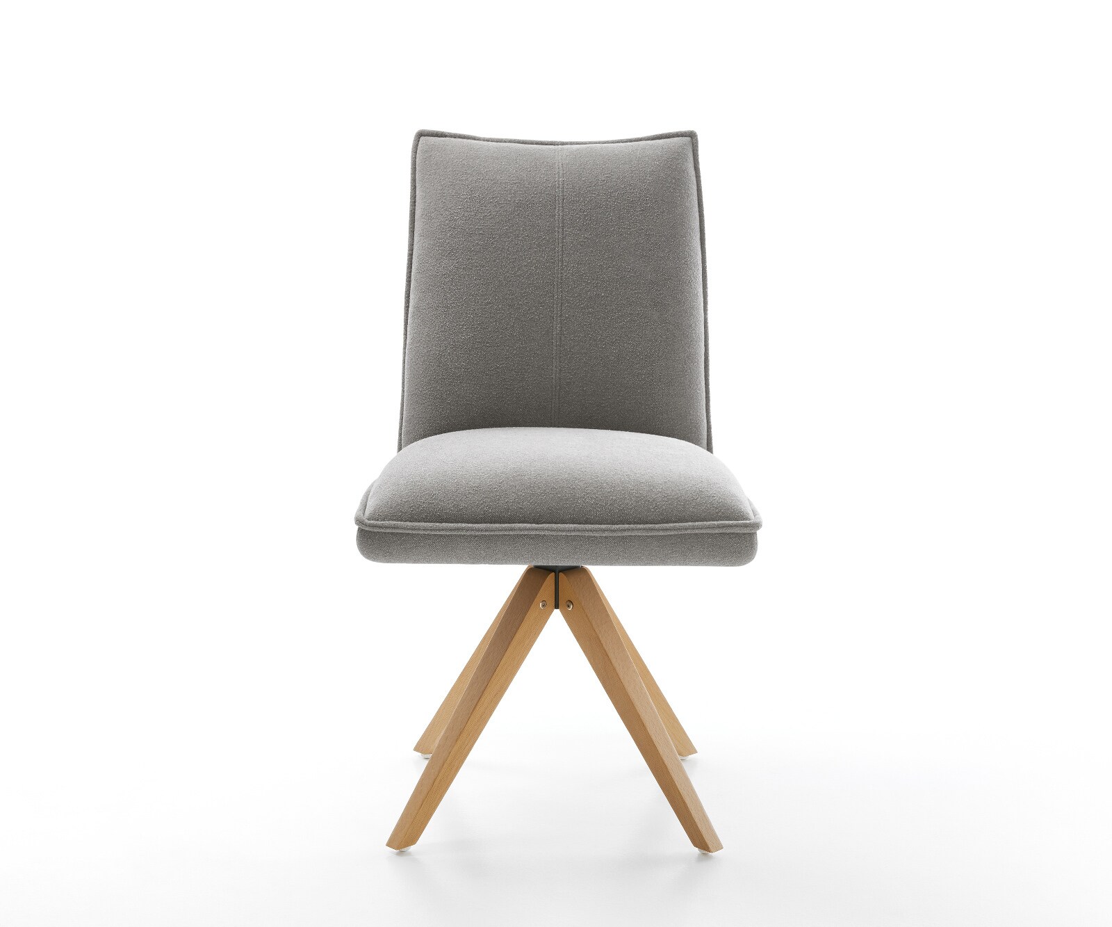 Drehstuhl Lelio-Flex Strukturstoff Soft Grau Holzgestell kantig Natur 180° drehbar Taschenfederkern 1