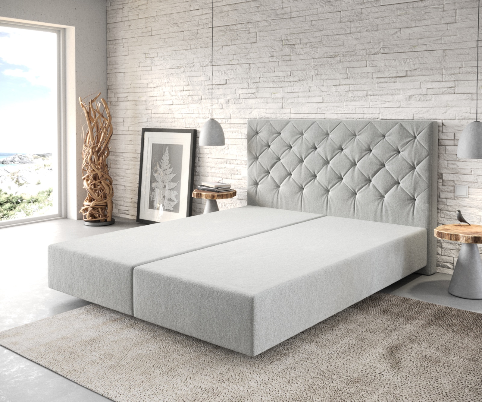 Boxspringgestell Dream-Great 160x200 cm Mikrofaser Silbergrau 1