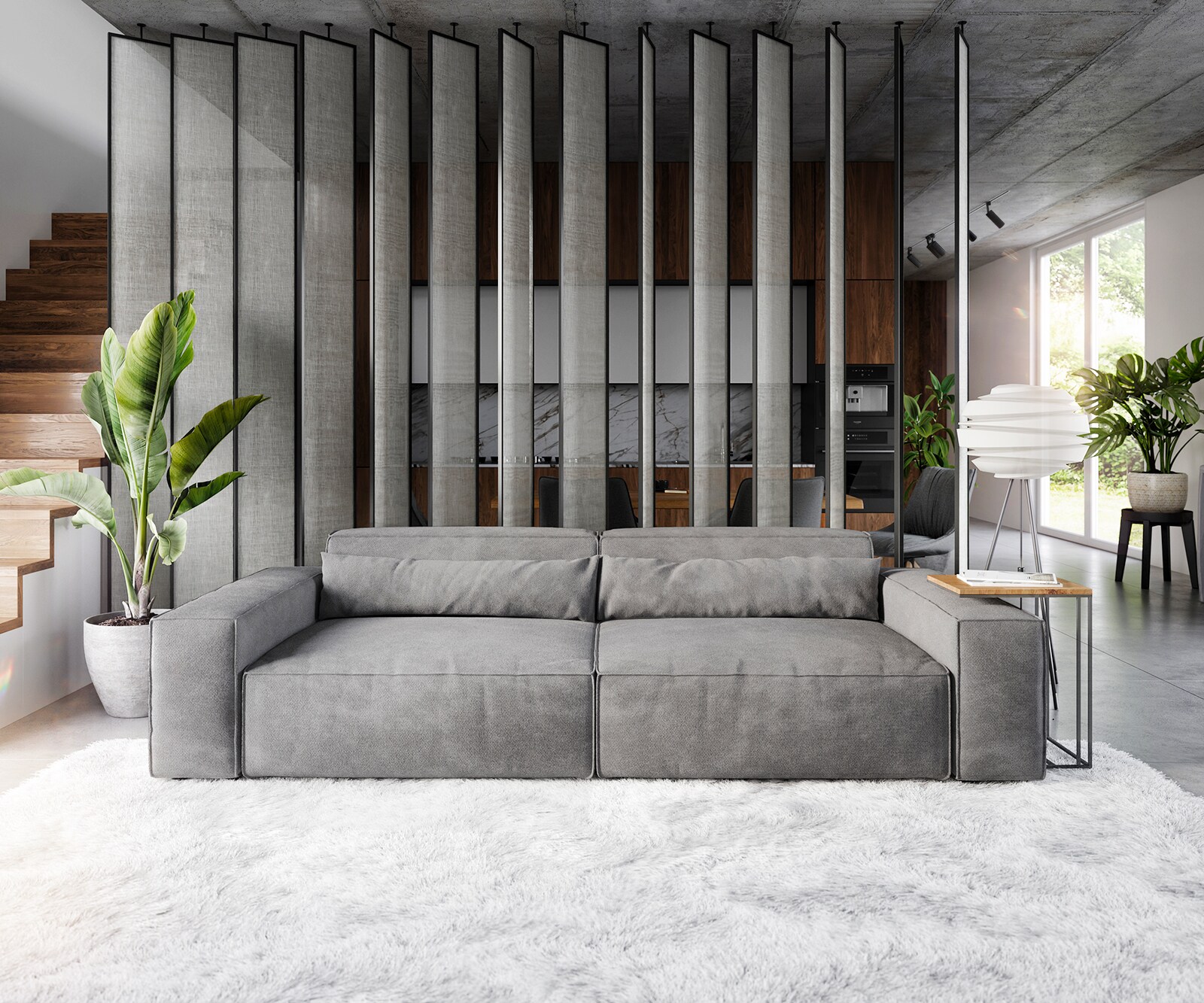 Big-Sofa Sirpio XL 270x130 cm Mikrofaser Taupe 1