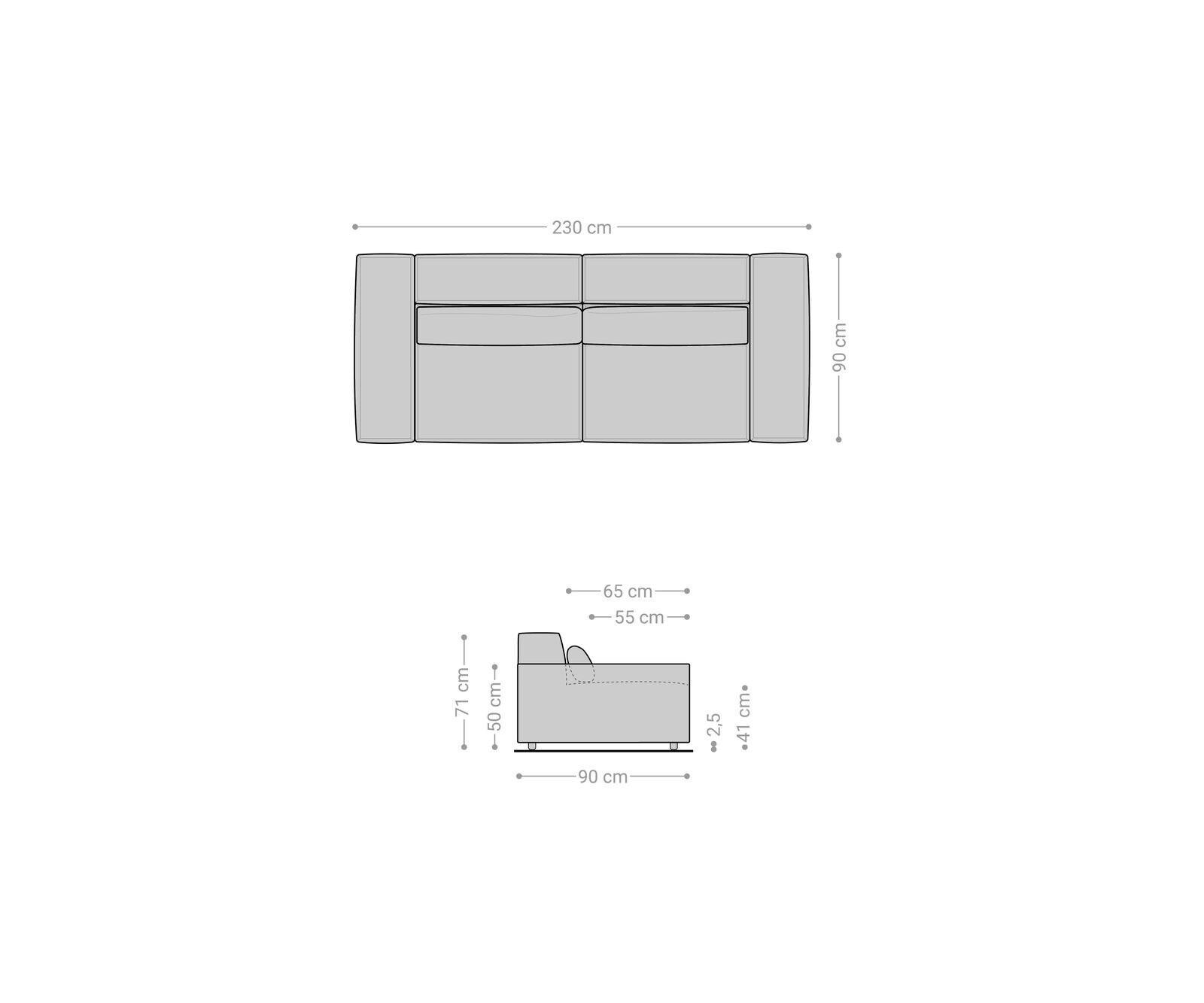 Big-Sofa Sirpio 230x90 cm Cord Beige 7