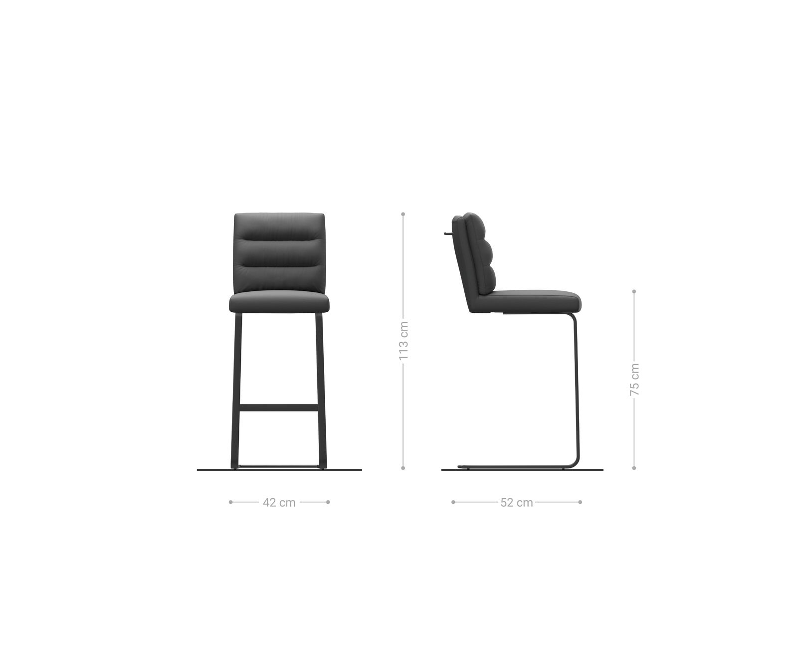 Barstuhl Pela-Flex Echt-Leder Schwarz Freischwinger flach Edelstahl 6