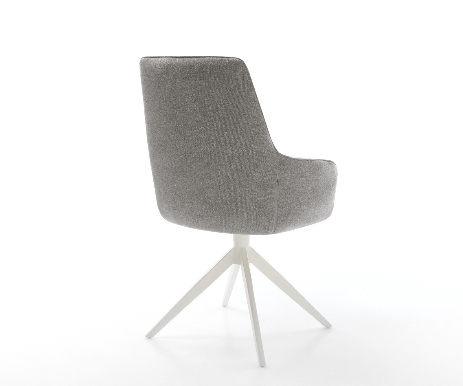 Drehstuhl Zelia-Flex mit Armlehnen Strukturstoff Soft Grau Kreuzgestell breit Weiß 360° drehbar Wippfunktion Taschenfederkern 4