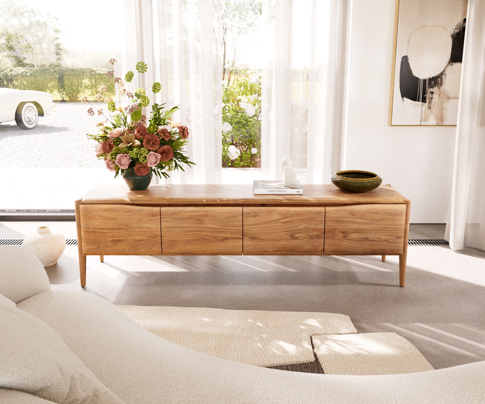 Lowboard Simcha 200 cm Akazie Natur 4 Türen 1 Lowboard Simcha 200 cm Akazie Natur 4 Türen 1