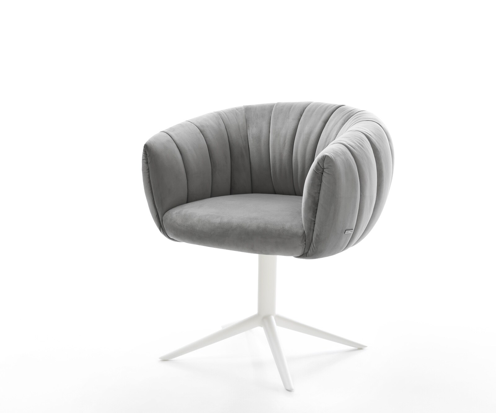 Drehstuhl Jada-Flex Samt Grau Fußkreuz Weiß 360° drehbar Wippfunktion Taschenfederkern 1