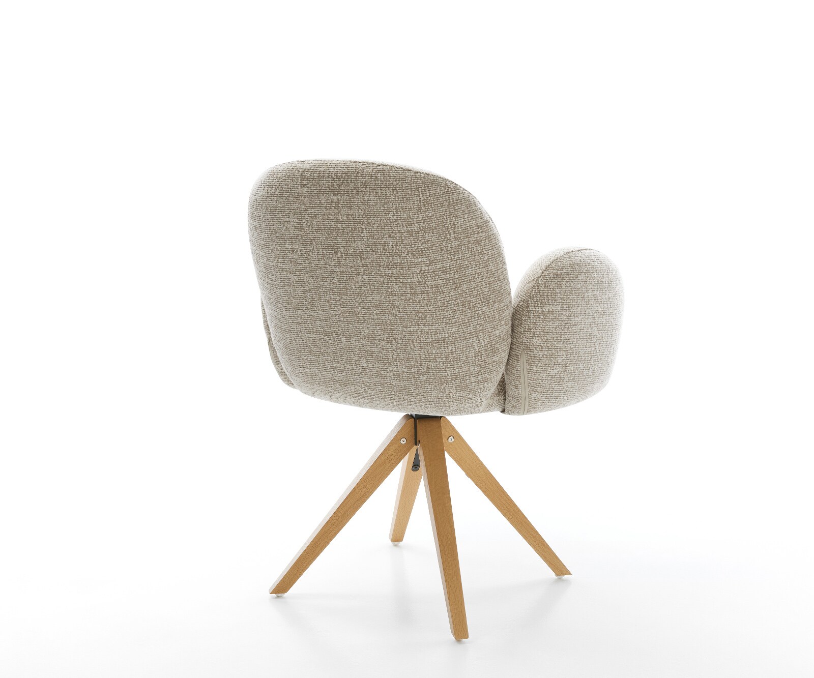 Drehstuhl Nube-Flex mit Armlehnen Webstoff Soft Beige Holzgestell kantig Natur 360° drehbar Taschenfederkern 4