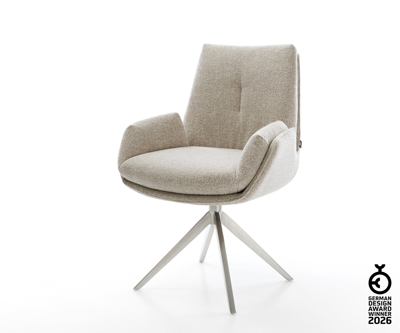 Drehstuhl Clea-Flex Webstoff Soft Beige Kreuzgestell breit Edelstahl 360° d günstig online kaufen