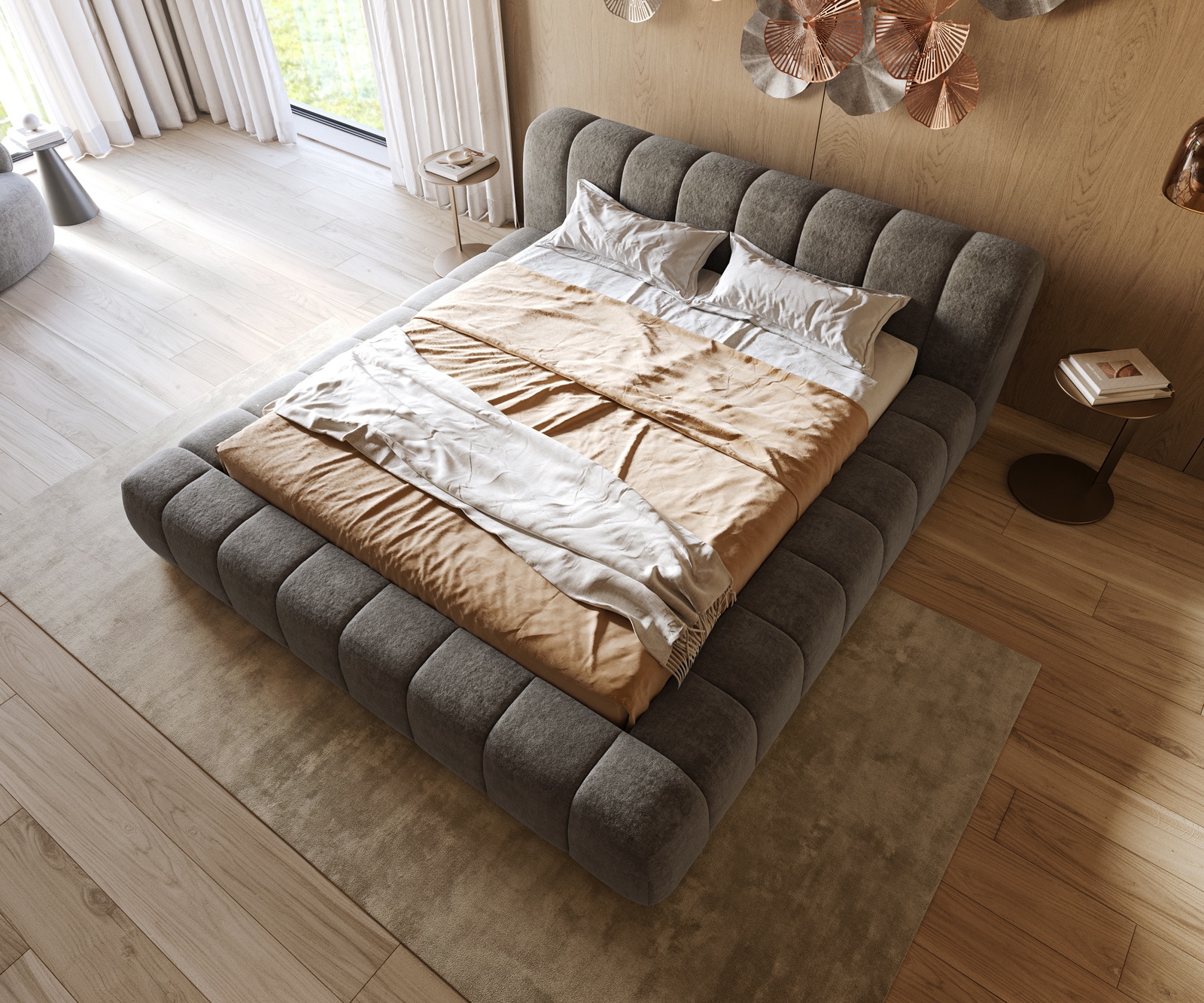 Polsterbettgestell Cutio 180x200 cm Bouclé Soft Schlamm 1 Polsterbettgestell Cutio 180x200 cm Bouclé Soft Schlamm 1