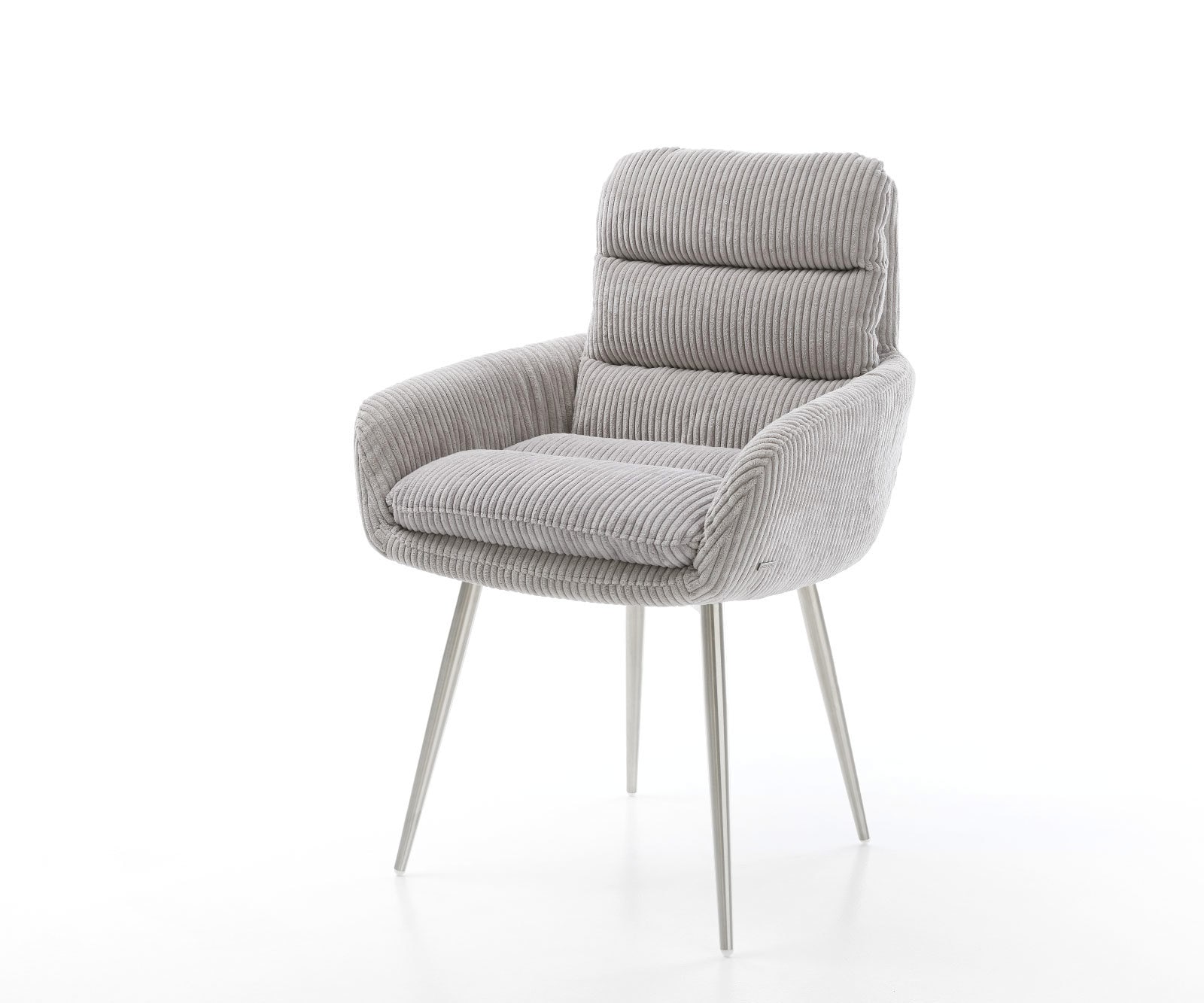 Esszimmerstuhl Abelia-Flex mit Armlehnen Cord Silbergrau 4-Fuß konisch Edel günstig online kaufen